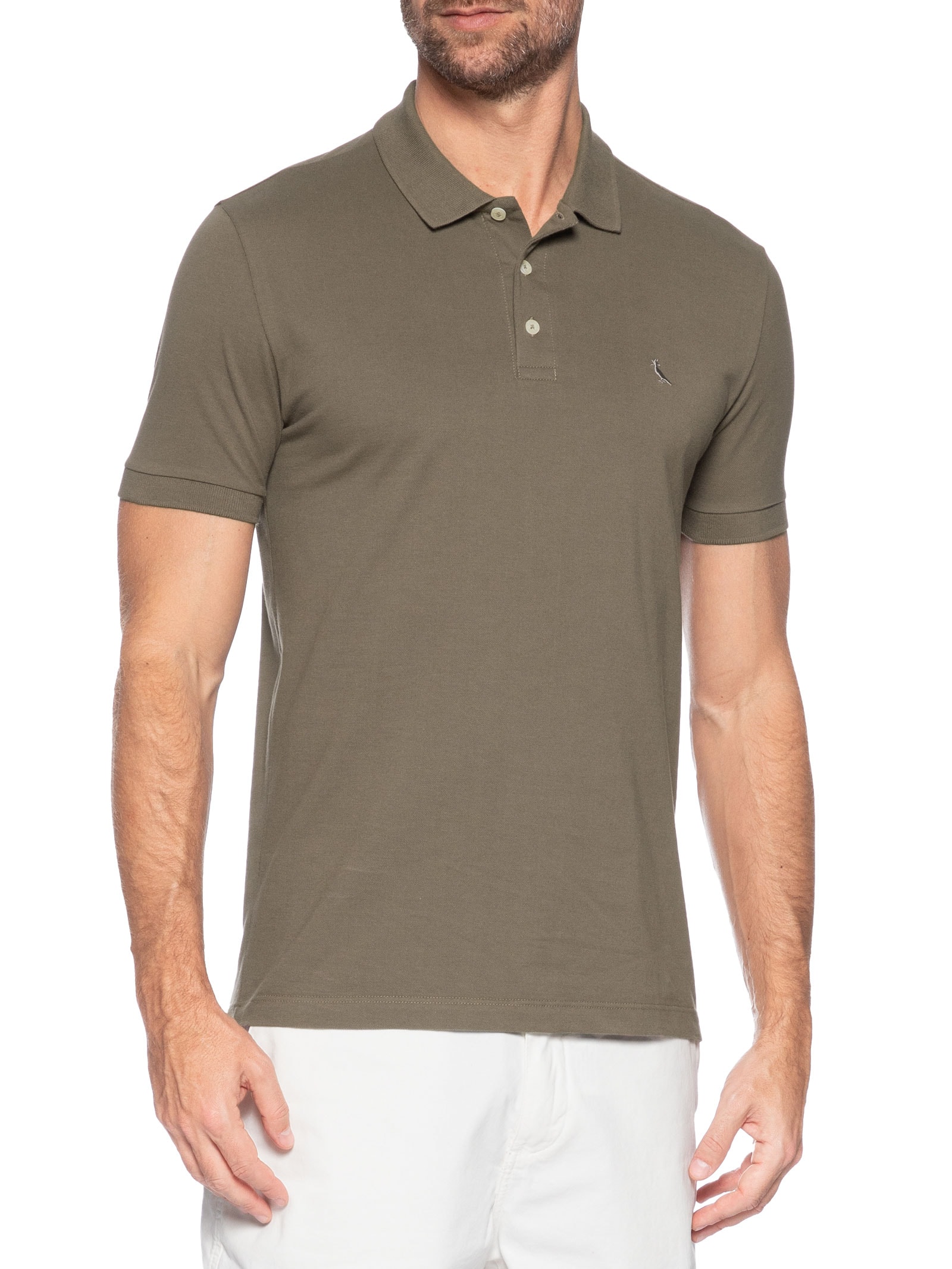 Polo Masculina Manga Curta Piquet Clássica Marrom Reserva