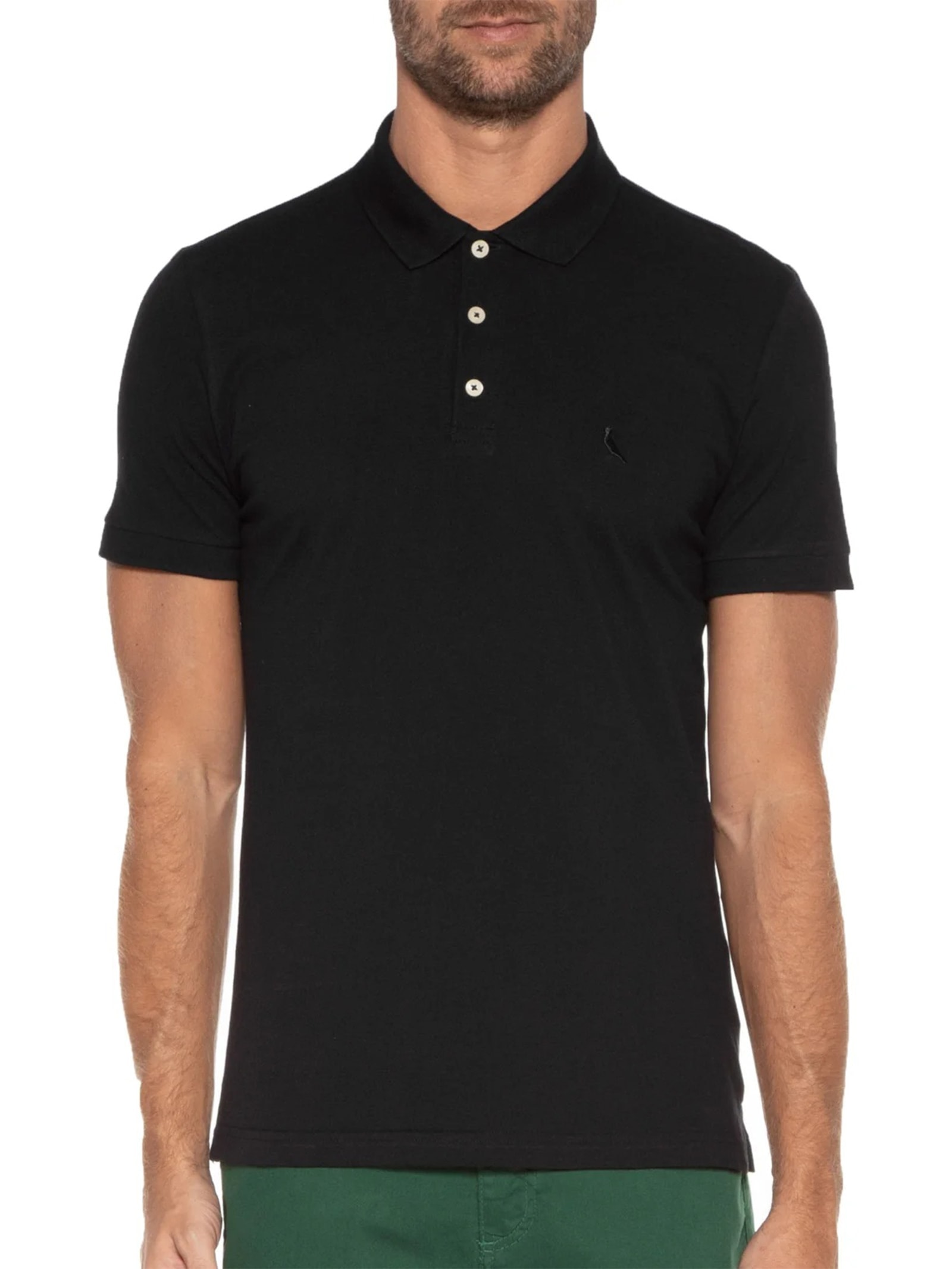 Pólo Masculina Manga Curta Piquet Classica Preto Reserva