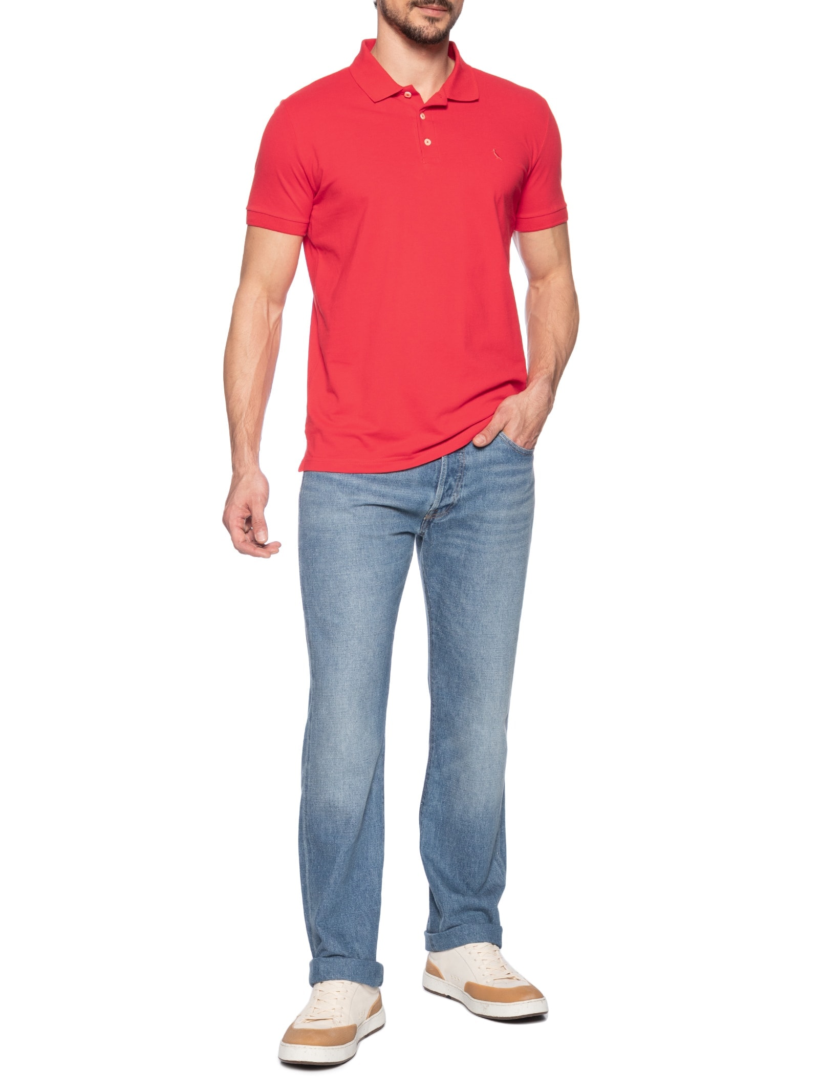 Polo Masculina Manga Curta Piquet Clássica Vermelho Reserva