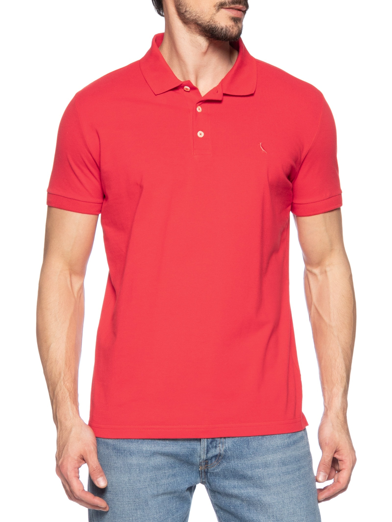 Polo Masculina Manga Curta Piquet Clássica Vermelho Reserva