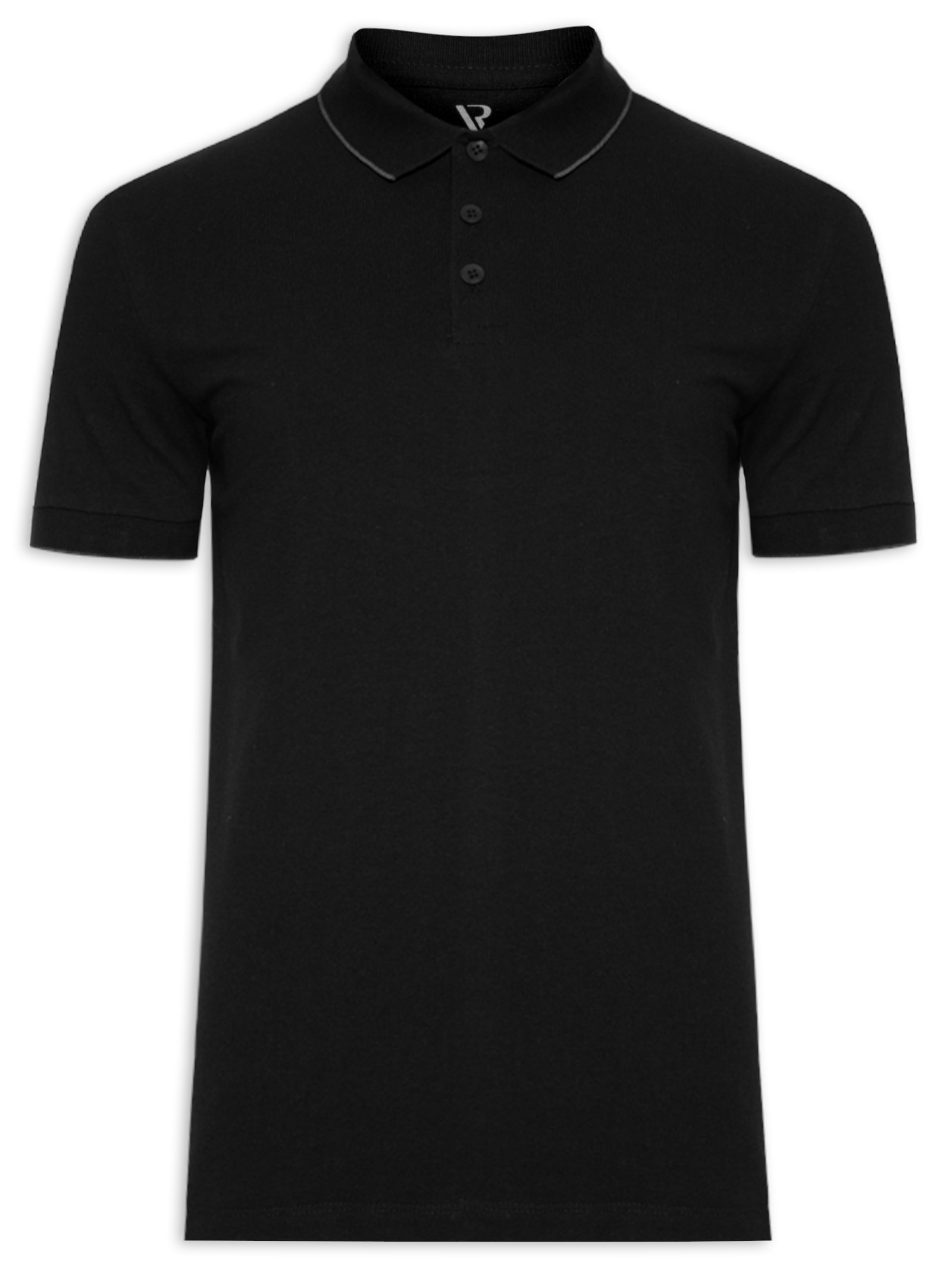 Polo Masculina Manga curta Piquet Frieze Preto Vr