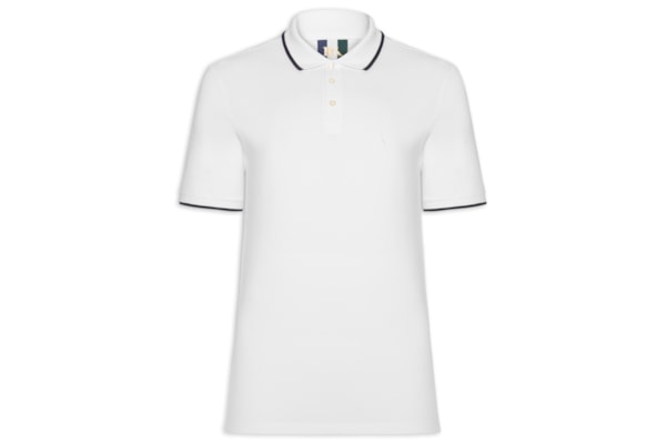 Polo Masculina Manga Curta Piquet Friso – Branco