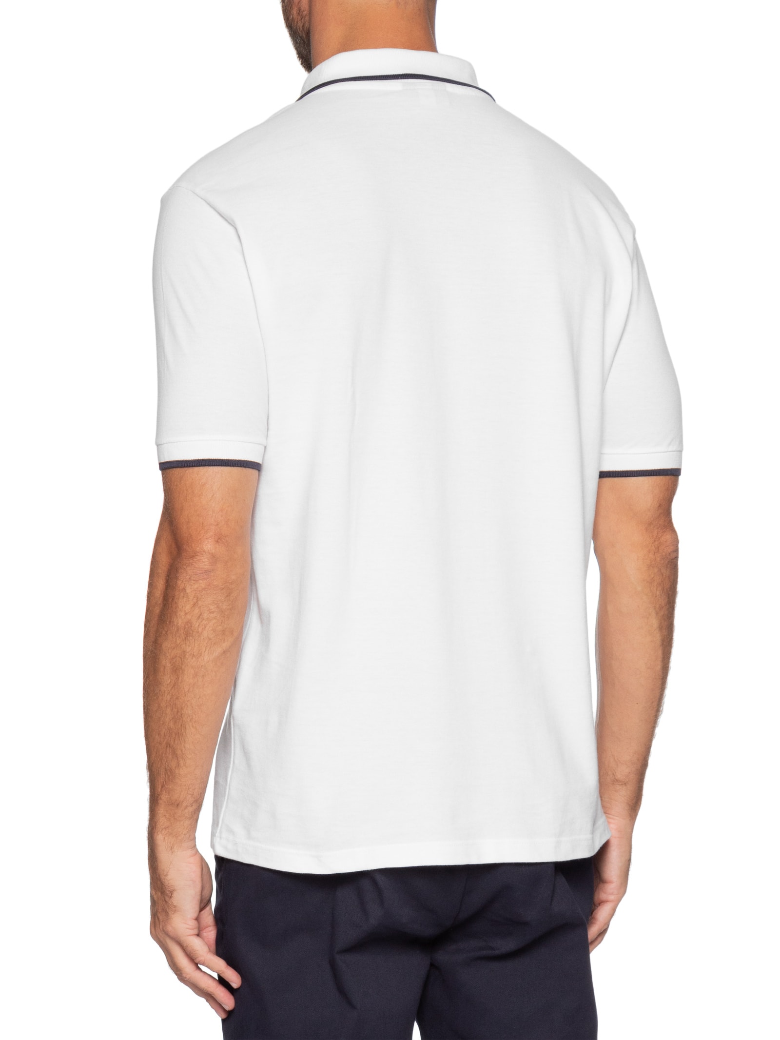 Polo Masculina Manga Curta Piquet Friso – Branco Reserva