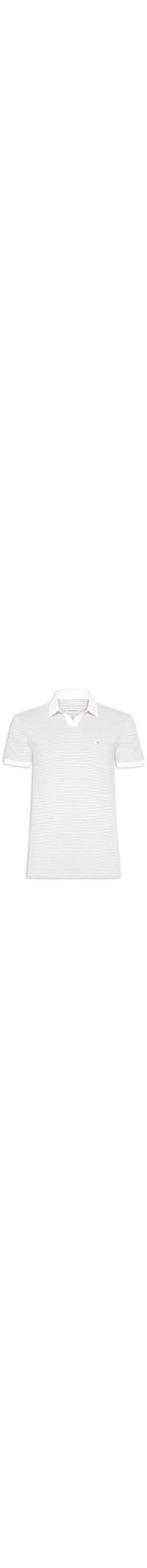 Polo Masculina Manga Curta Piquet Jacquard - Branco