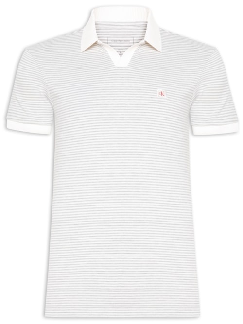Polo Masculina Manga Curta Piquet Jacquard – Branco