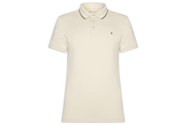 Polo Masculina Manga Curta Piquet Pima Friso - Bege