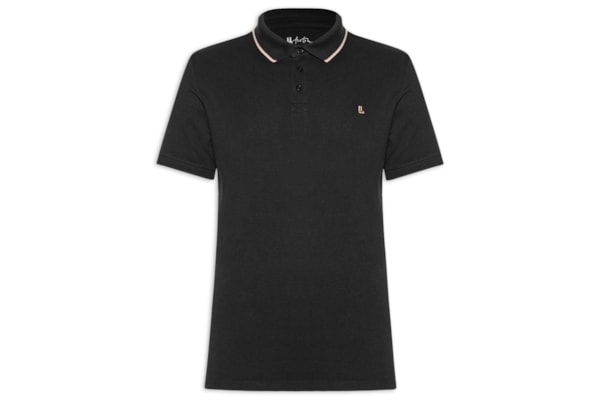 Polo Masculina Manga Curta Piquet Pima Friso - Preto