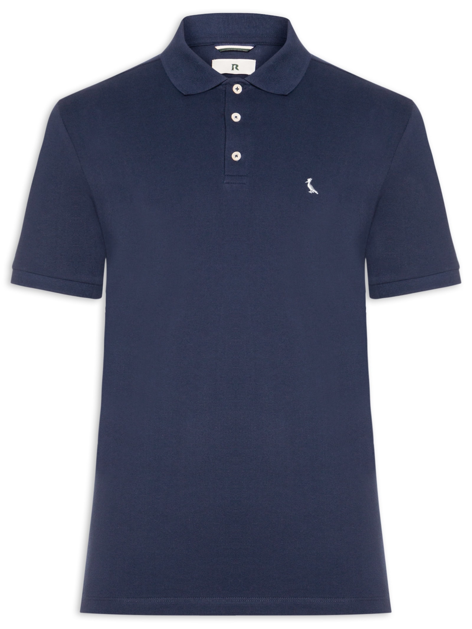 Polo Masculina Manga Curta Piquet Rico Azul Reserva