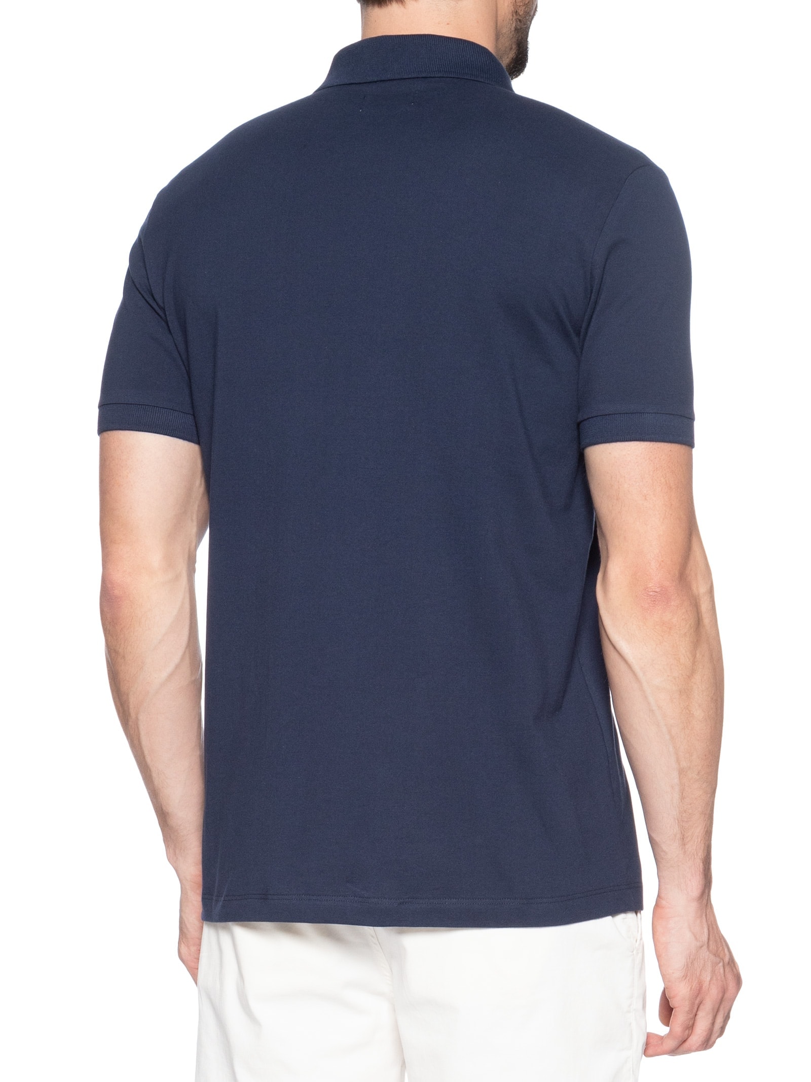 Polo Masculina Manga Curta Piquet Rico Azul Reserva