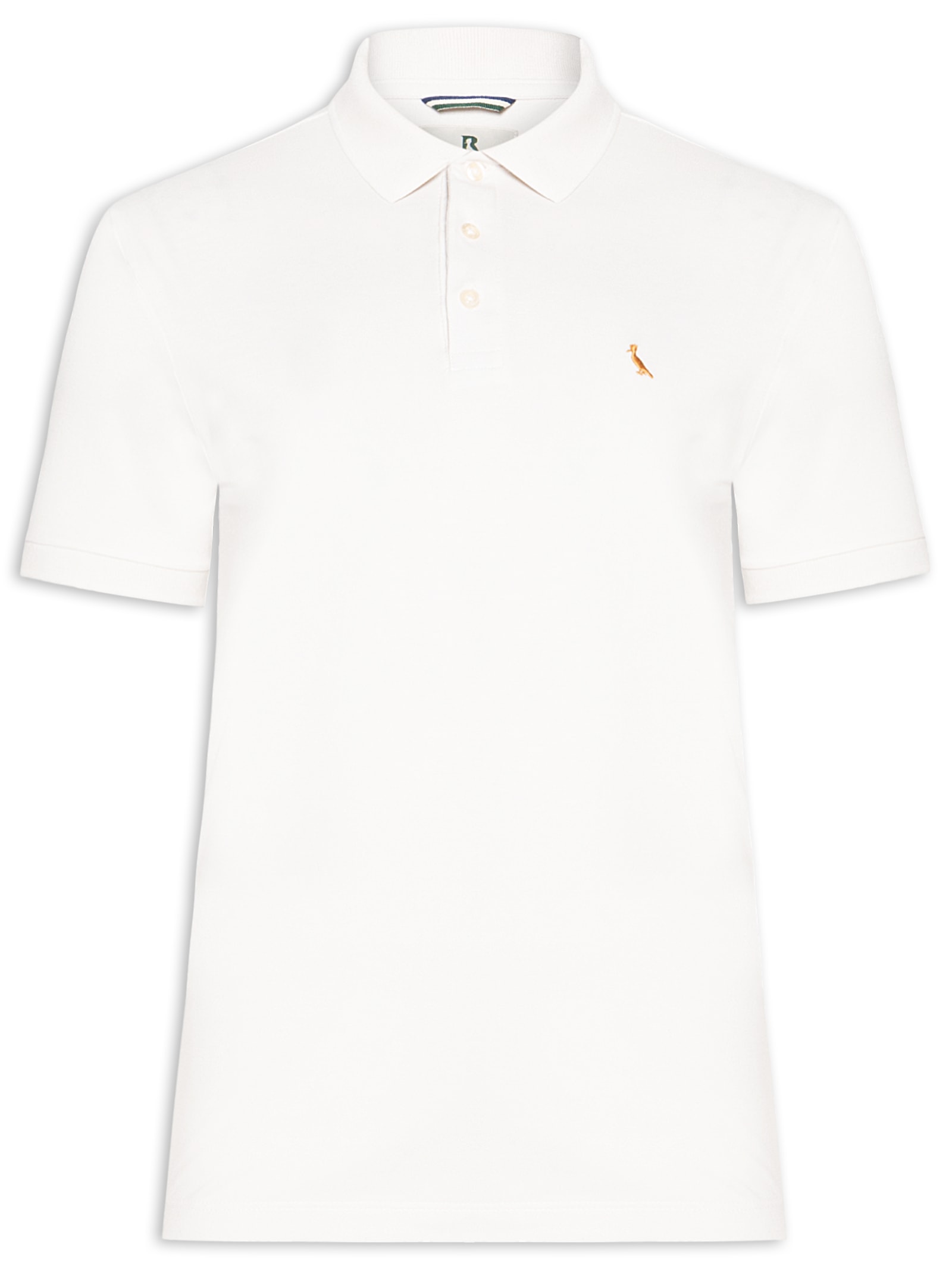 Polo Masculina Manga Curta Piquet Rico Branco Reserva