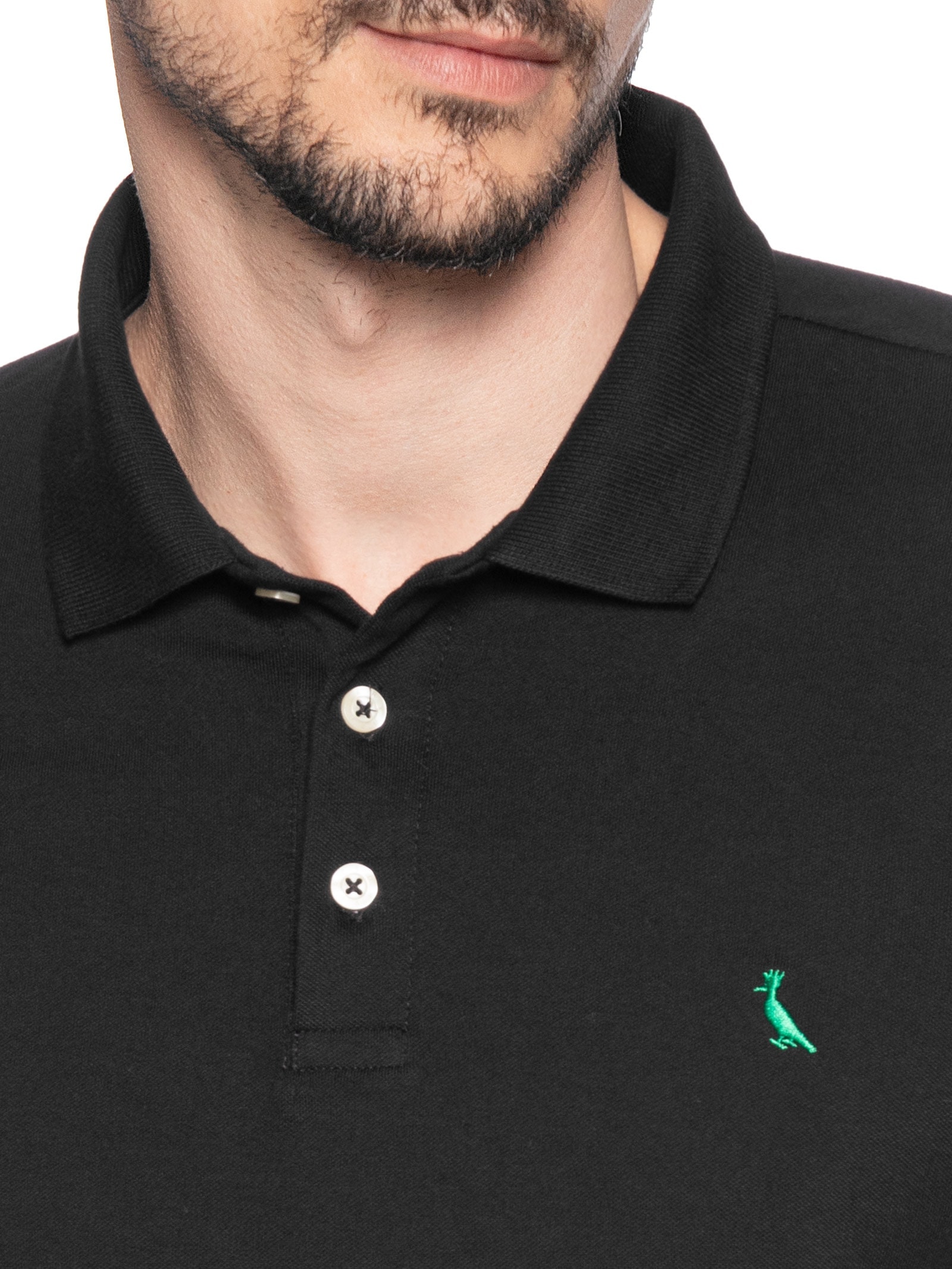 Polo Masculina Manga Curta Piquet Rico Preto Reserva