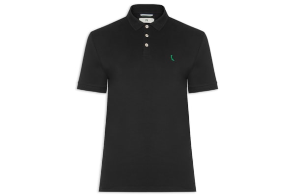 Polo Masculina Manga Curta Piquet Rico - Preto