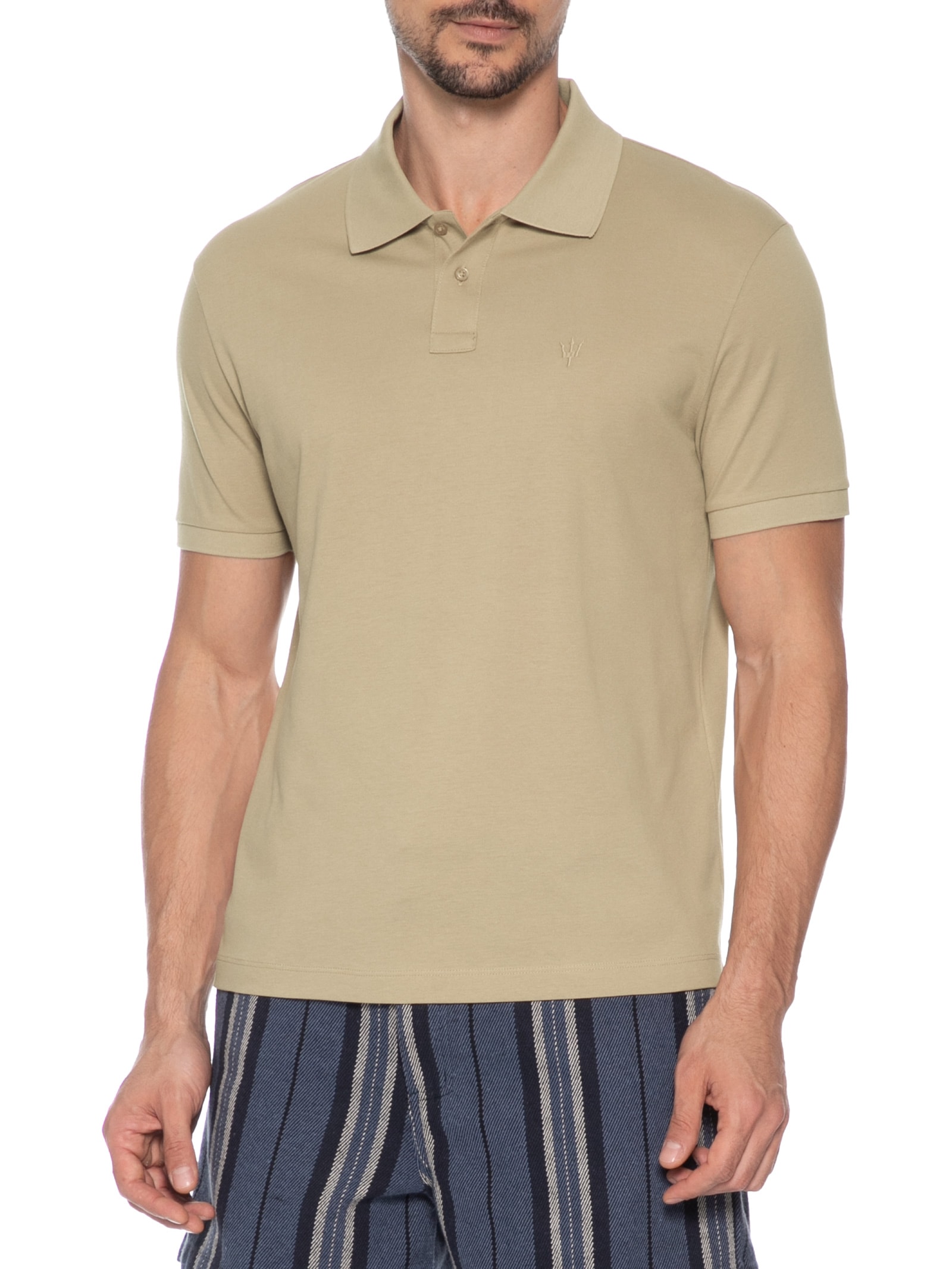 Polo Masculina Manga Curta Piquet Soft Touch Bege Osklen