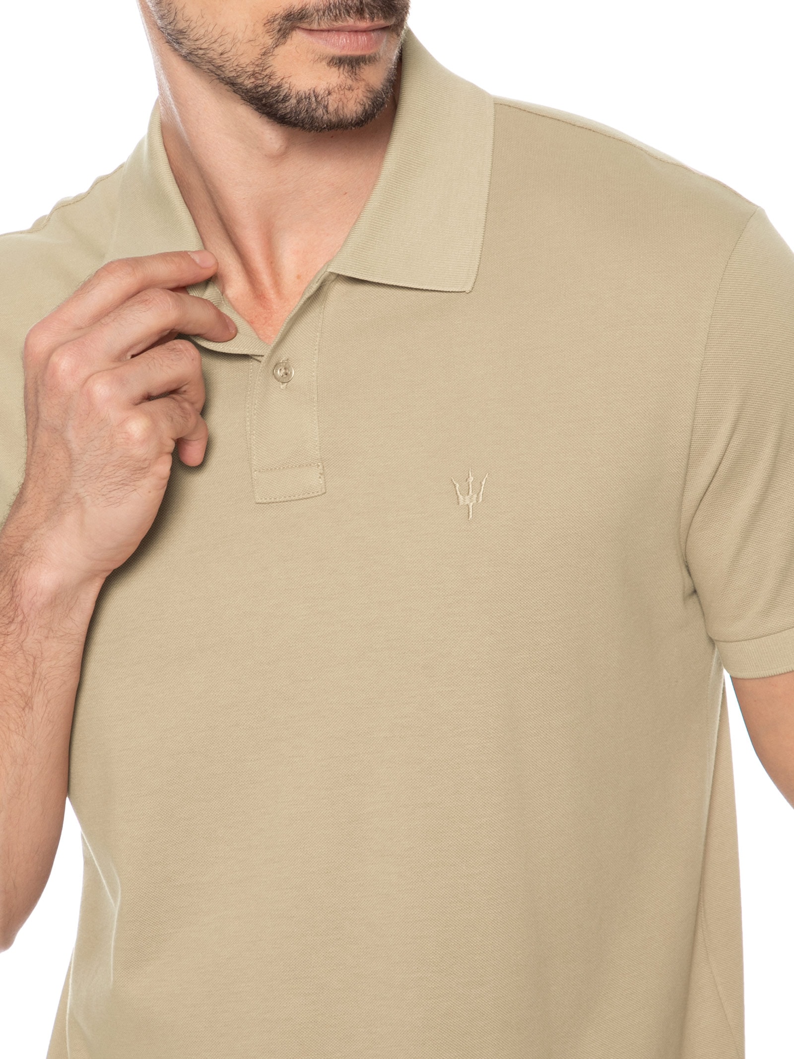 Polo Masculina Manga Curta Piquet Soft Touch Bege Osklen