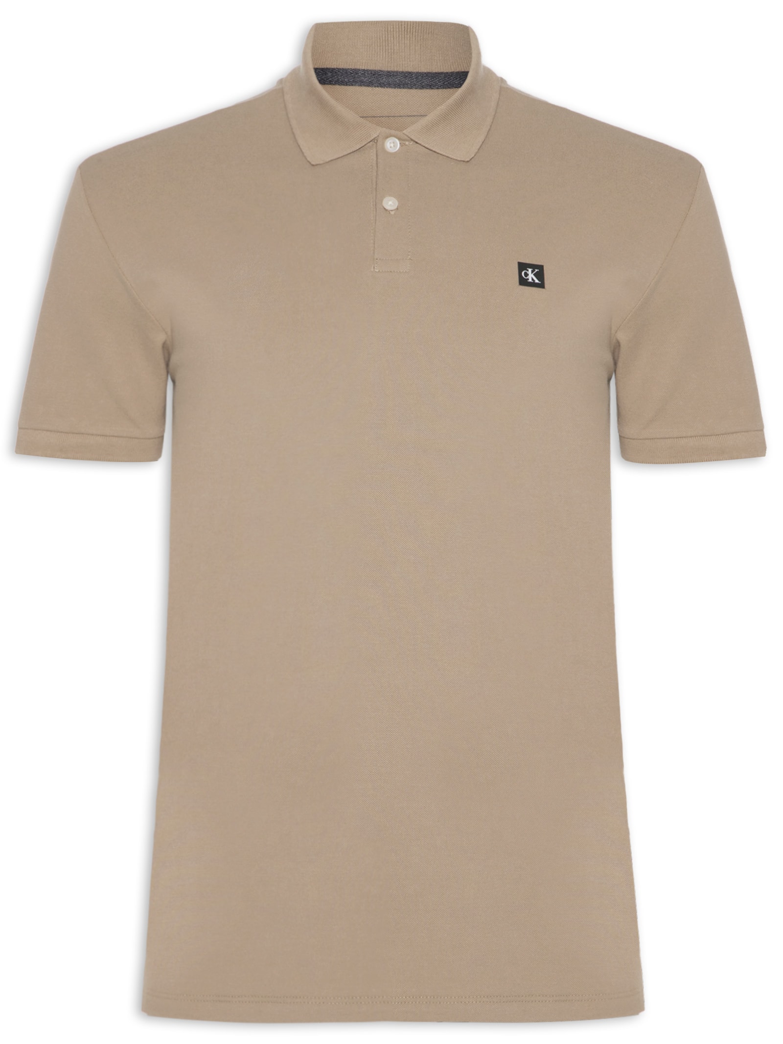 Polo Masculina Manga Curta Premium Bege Calvin Klein Jeans