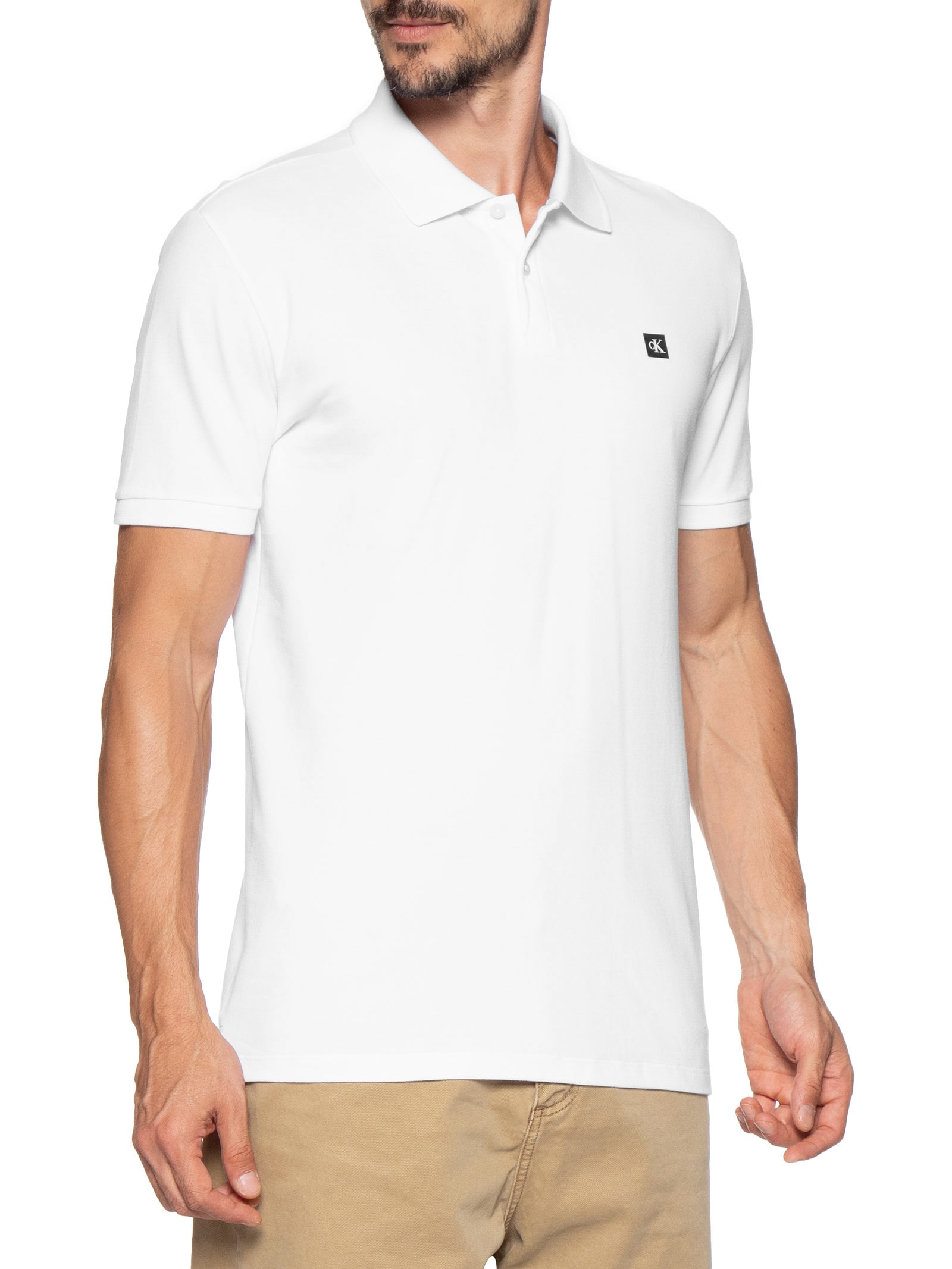Polo Masculina Manga Curta Premium Branco Calvin Klein Jeans