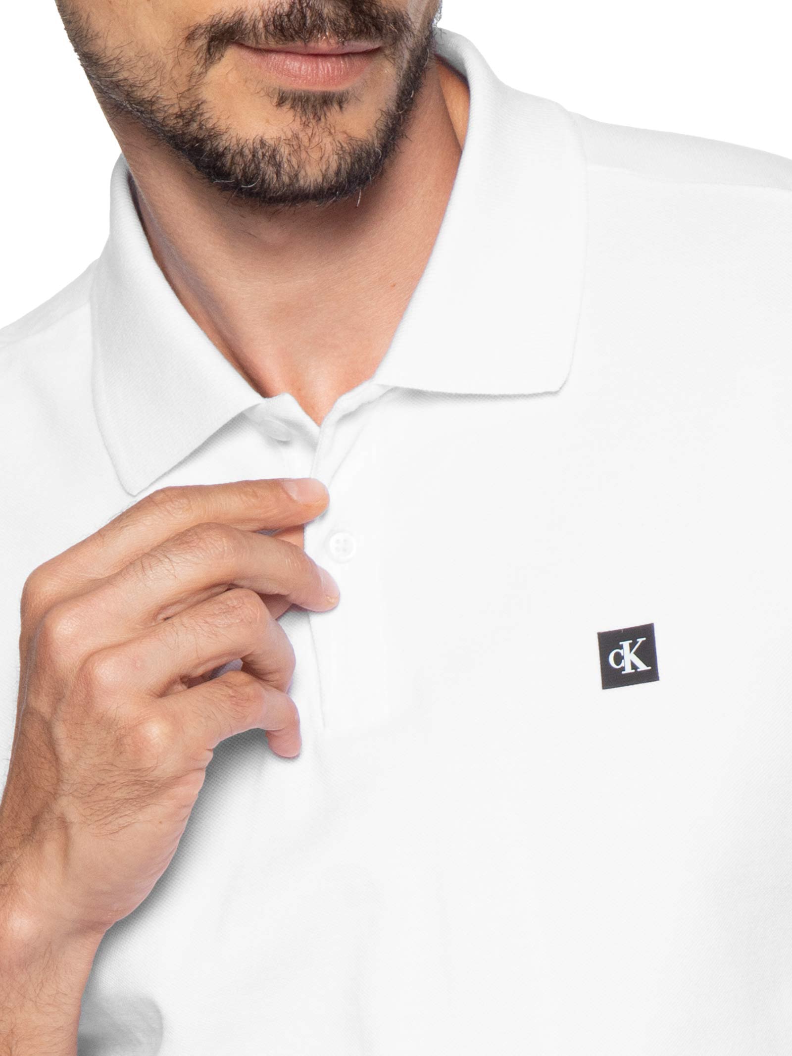 Polo Masculina Manga Curta Premium Branco Calvin Klein Jeans