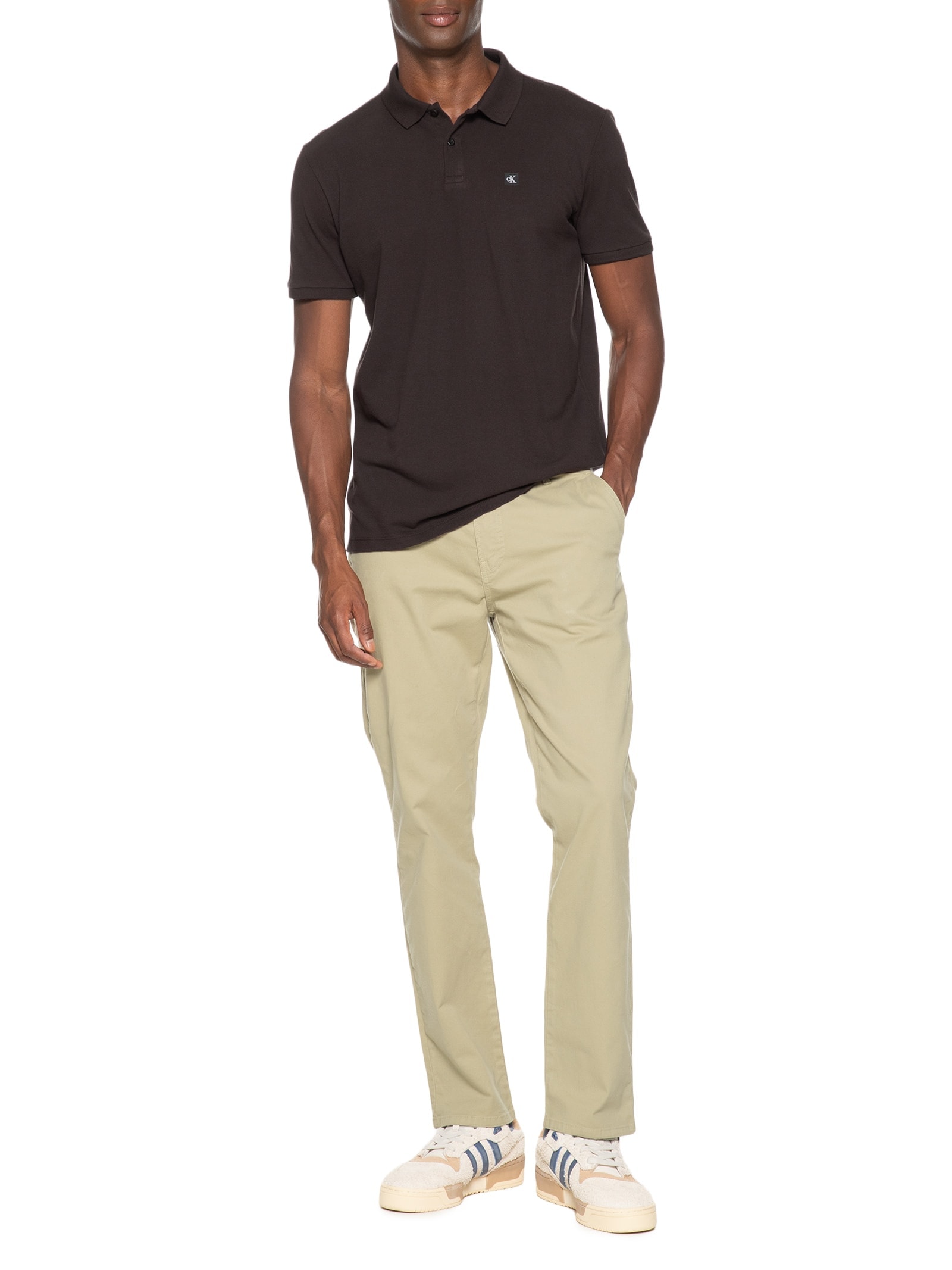 Polo Masculina Manga Curta Premium Marrom Calvin Klein Jeans