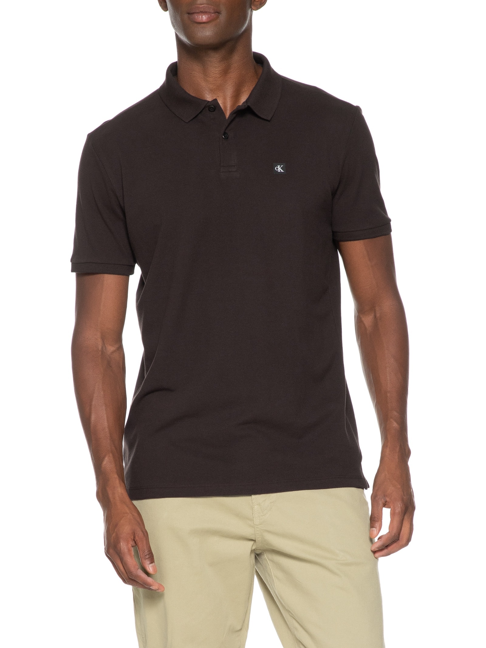 Polo Masculina Manga Curta Premium Marrom Calvin Klein Jeans