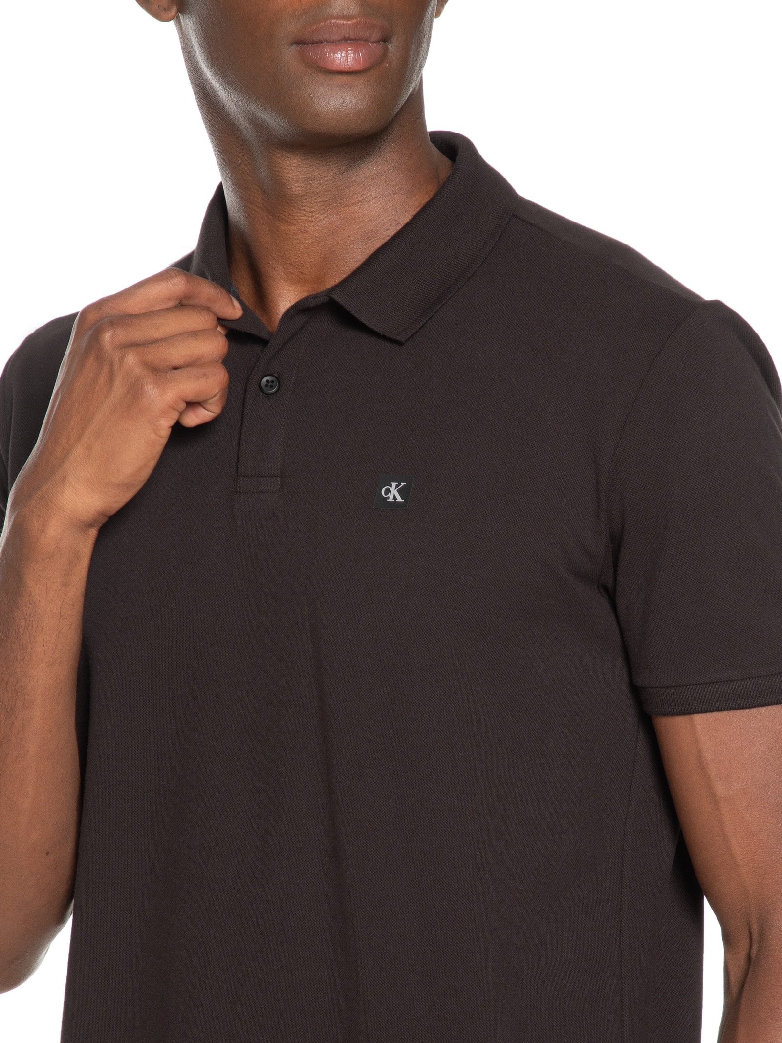 Polo Masculina Manga Curta Premium Marrom Calvin Klein Jeans