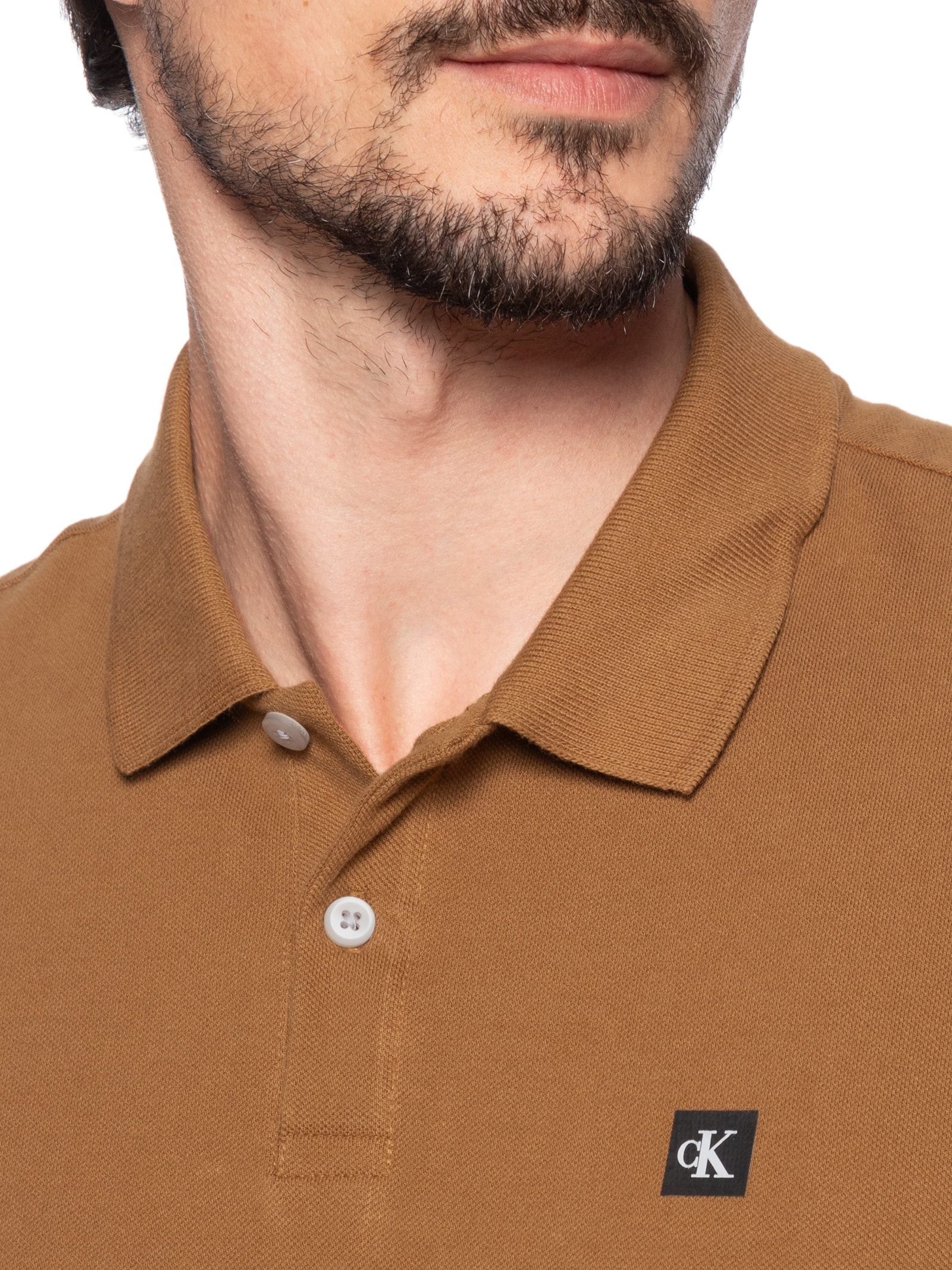 Polo Masculina Manga Curta Premium Marrom Calvin Klein Jeans