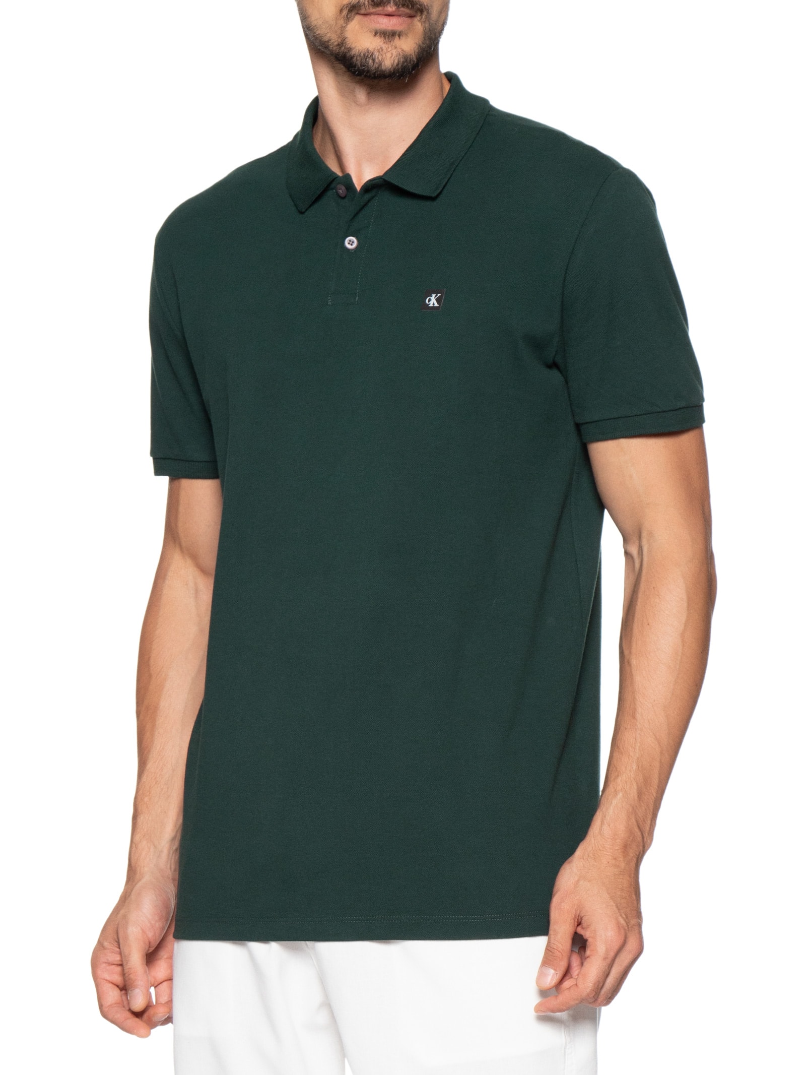 Polo Masculina Manga Curta Premium Verde Calvin Klein Jeans