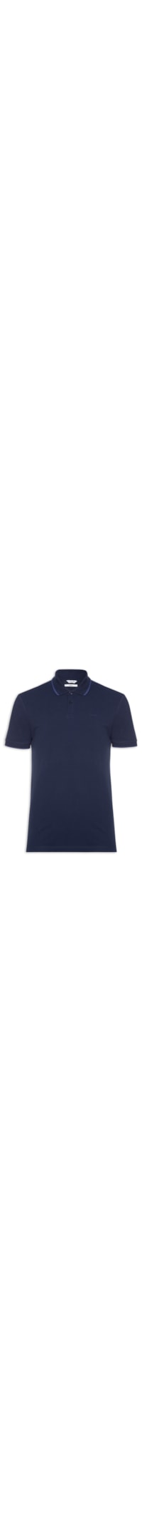 Polo Masculina Manga Curta Regular Básica Com Friso - Azul