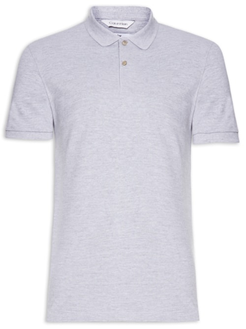 Polo Masculina Manga Curta Regular Básica Sem Friso - Cinza