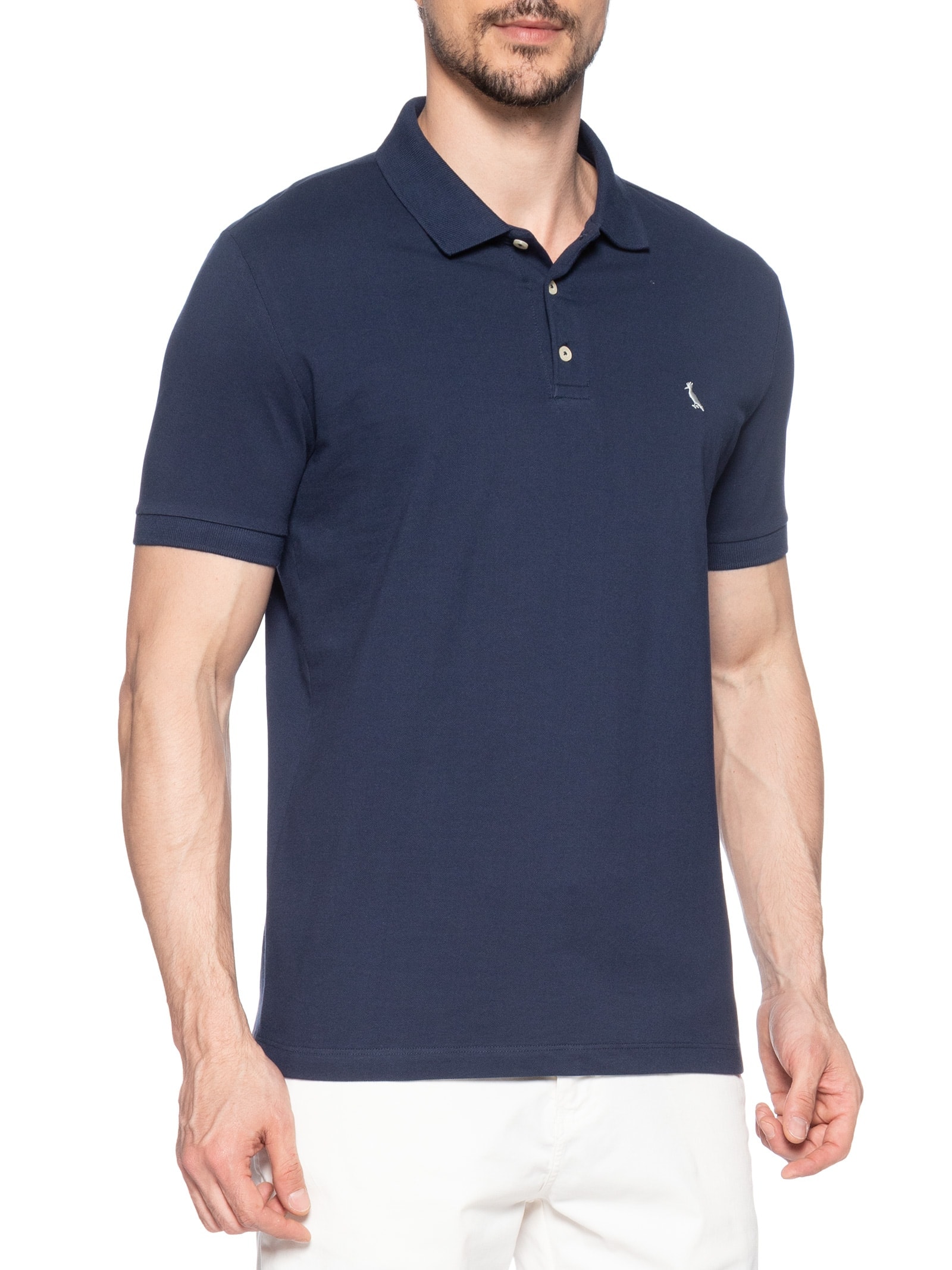 Polo Masculina Manga Curta Regular Essence Azul Reserva