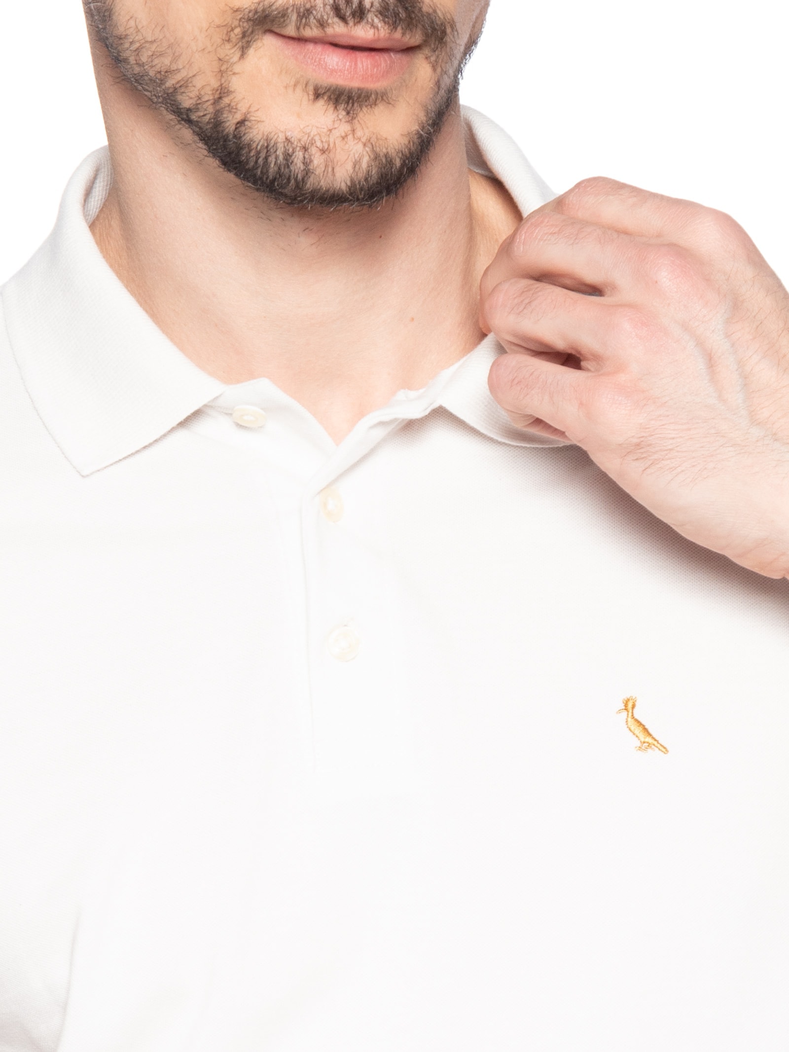 Polo Masculina Manga Curta Regular Essence Off White Reserva