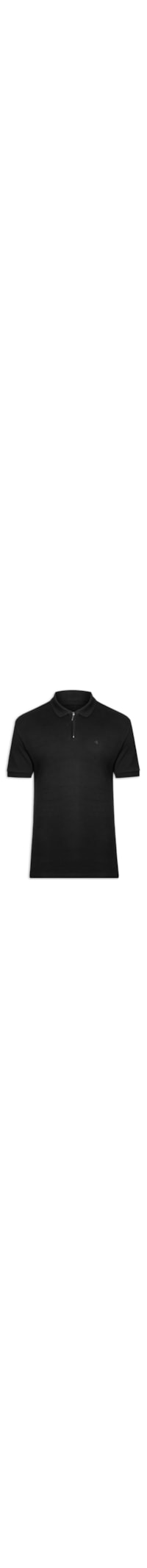 Polo Masculina Manga Curta Regular Suedine Com Zíper - Preto