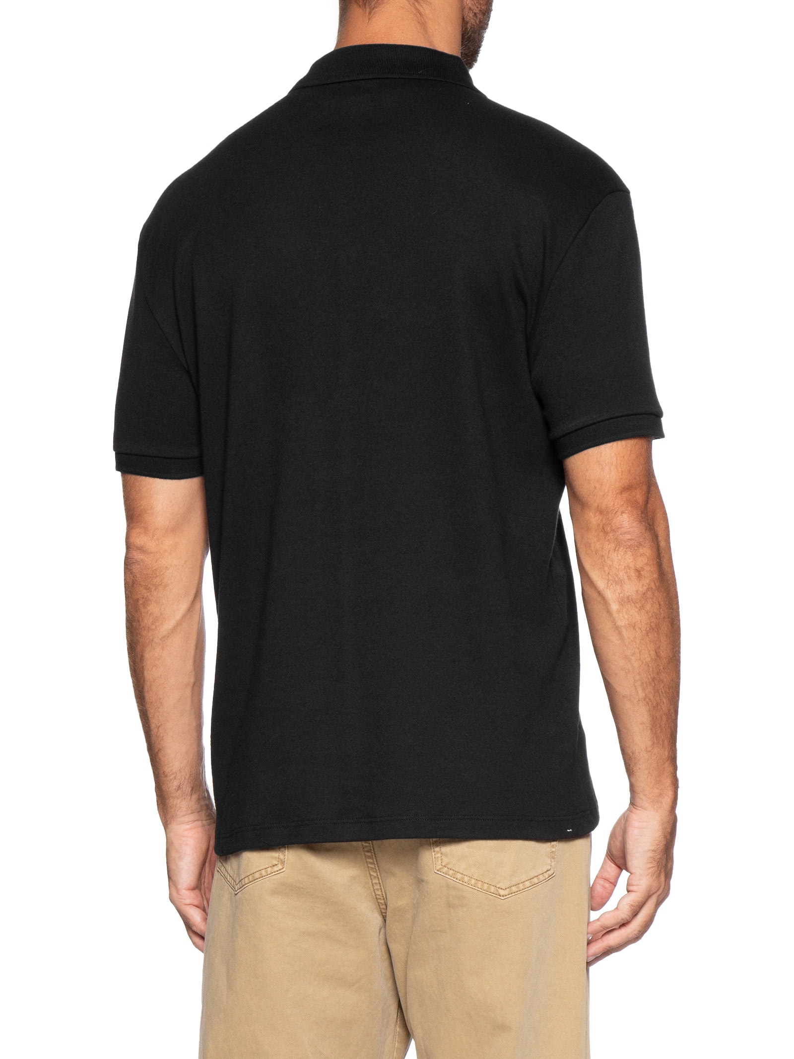 Polo Masculina Manga Curta Regular Suedine Com Zíper Preto Calvin Klein Jeans