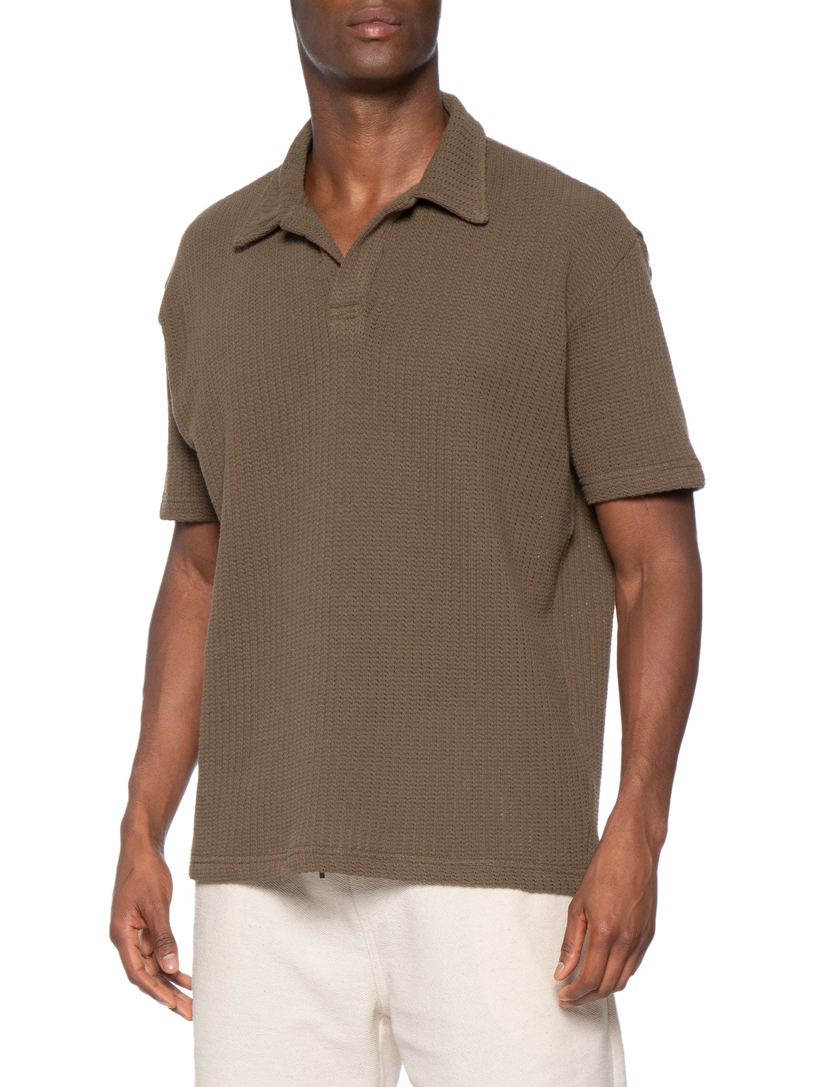 Polo Masculina Manga Curta Rustic Knit – Marrom – Osklen Osklen