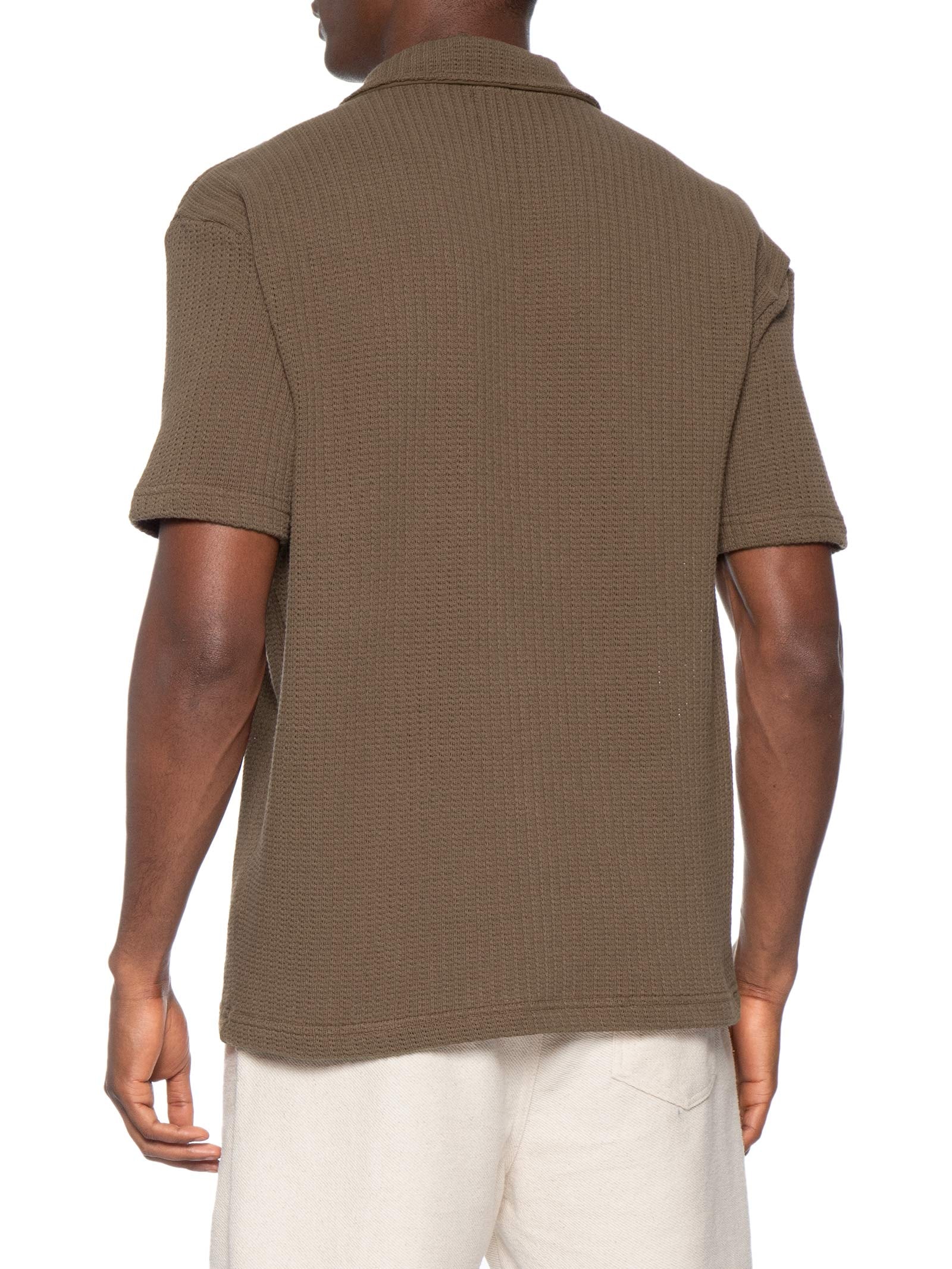 Polo Masculina Manga Curta Rustic Knit – Marrom – Osklen Osklen
