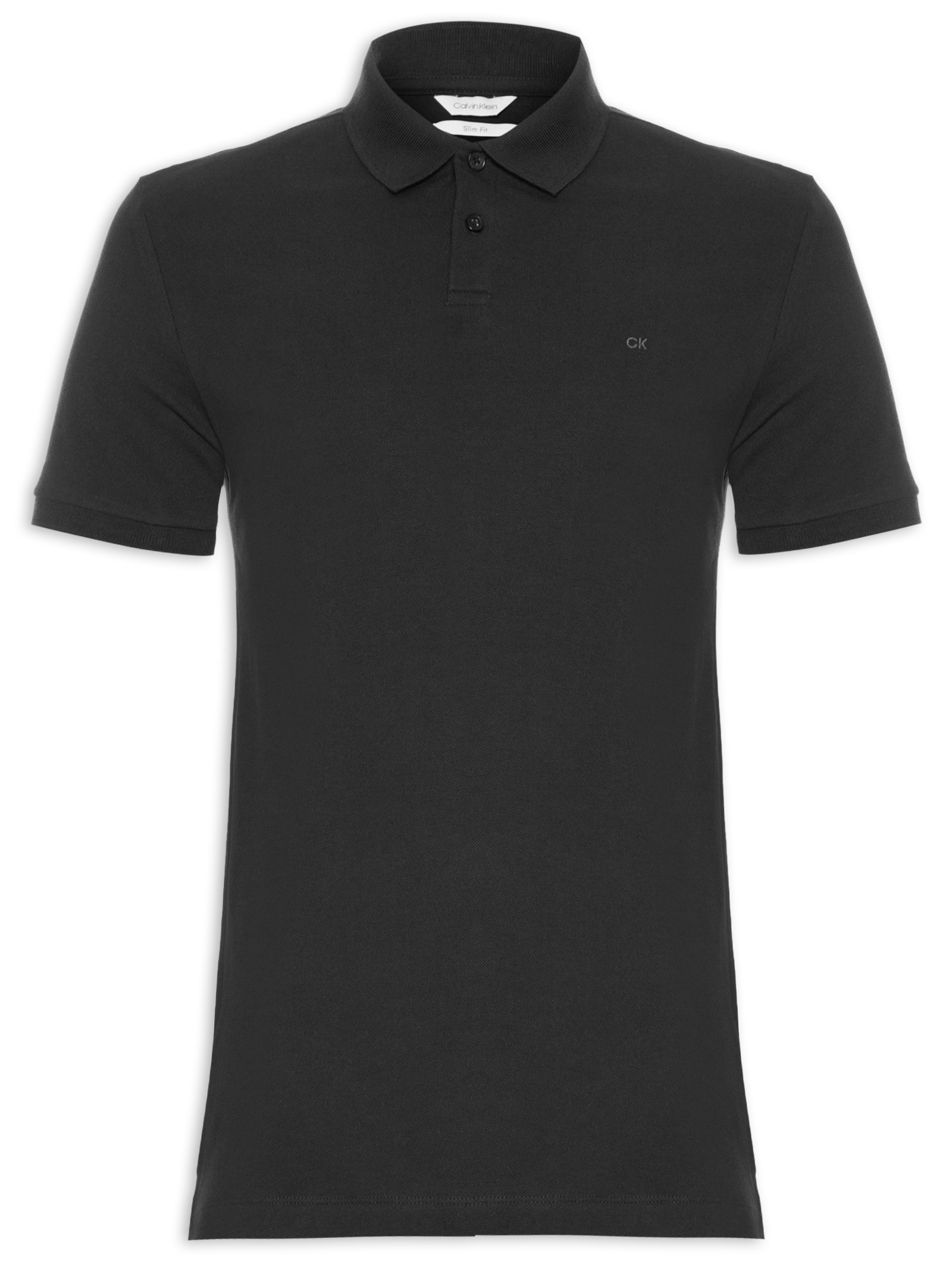 Polo Masculina Manga Curta Slim Básica Sem Friso Preto Calvin Klein - White Label