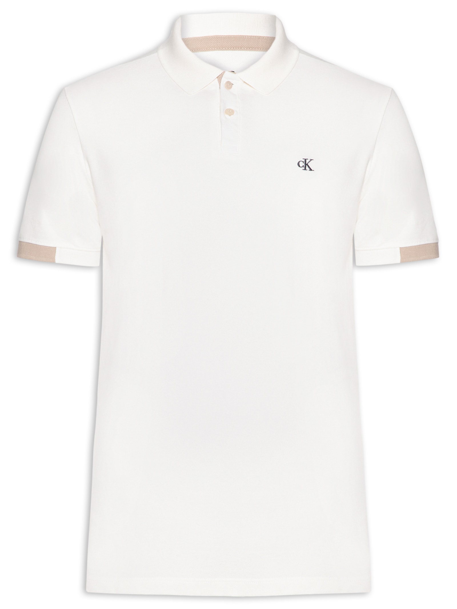 Polo Masculina Manga Curta Slim Sport Branco Calvin Klein Jeans