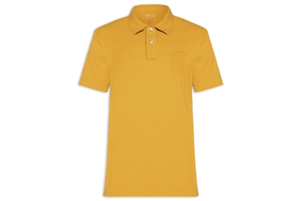 Polo Masculina Manga Curta Stone Colors  - Amarelo
