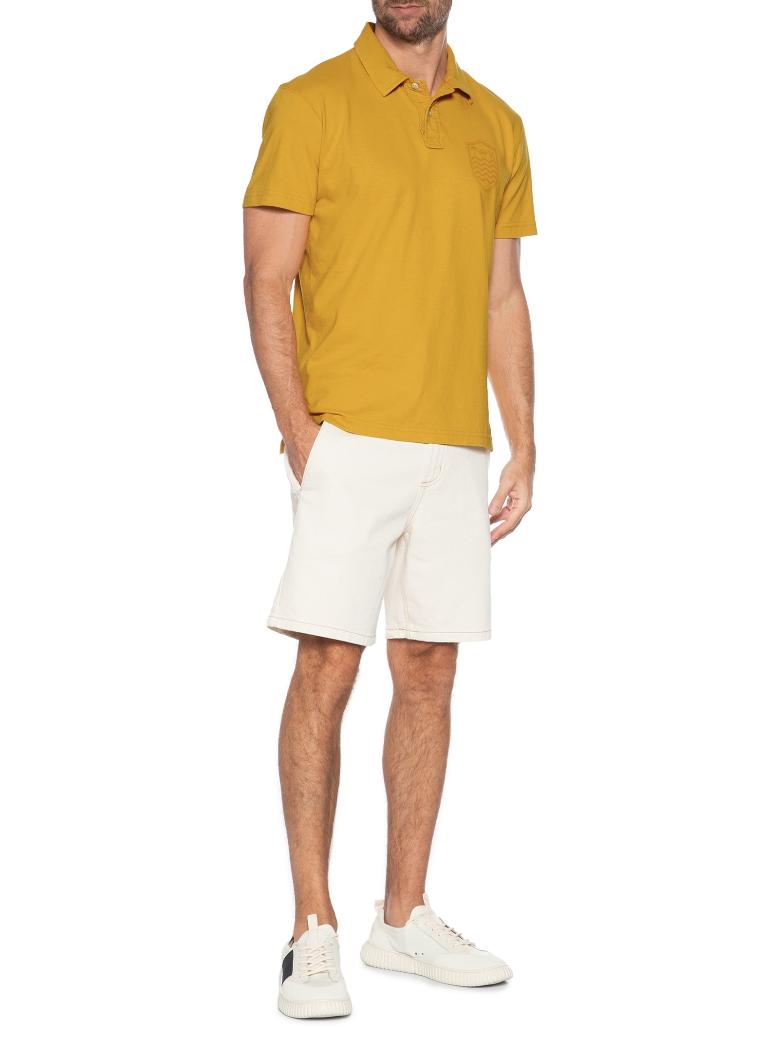 Polo Masculina Manga Curta Stone Colors  Amarelo Osklen
