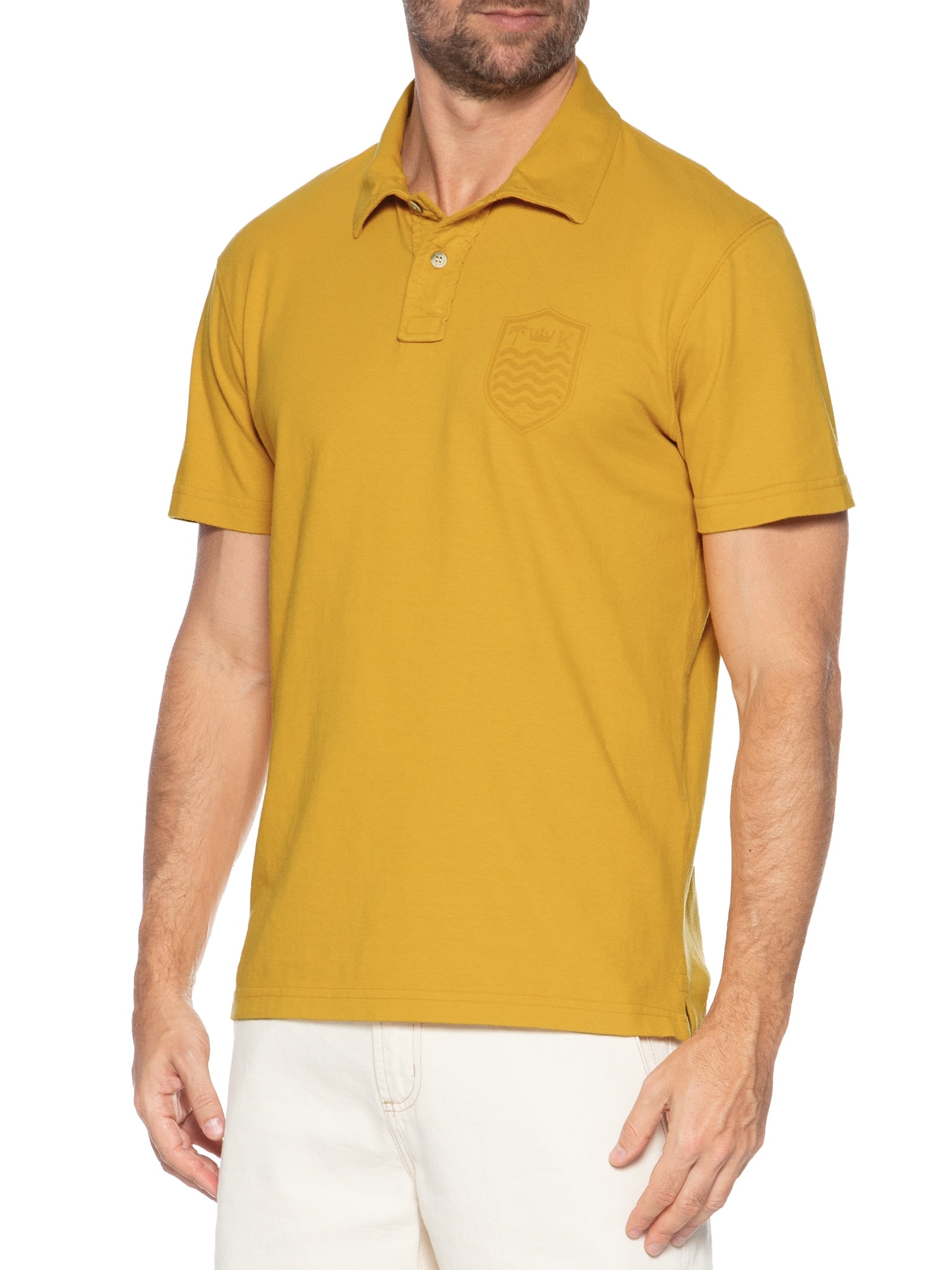 Polo Masculina Manga Curta Stone Colors  Amarelo Osklen