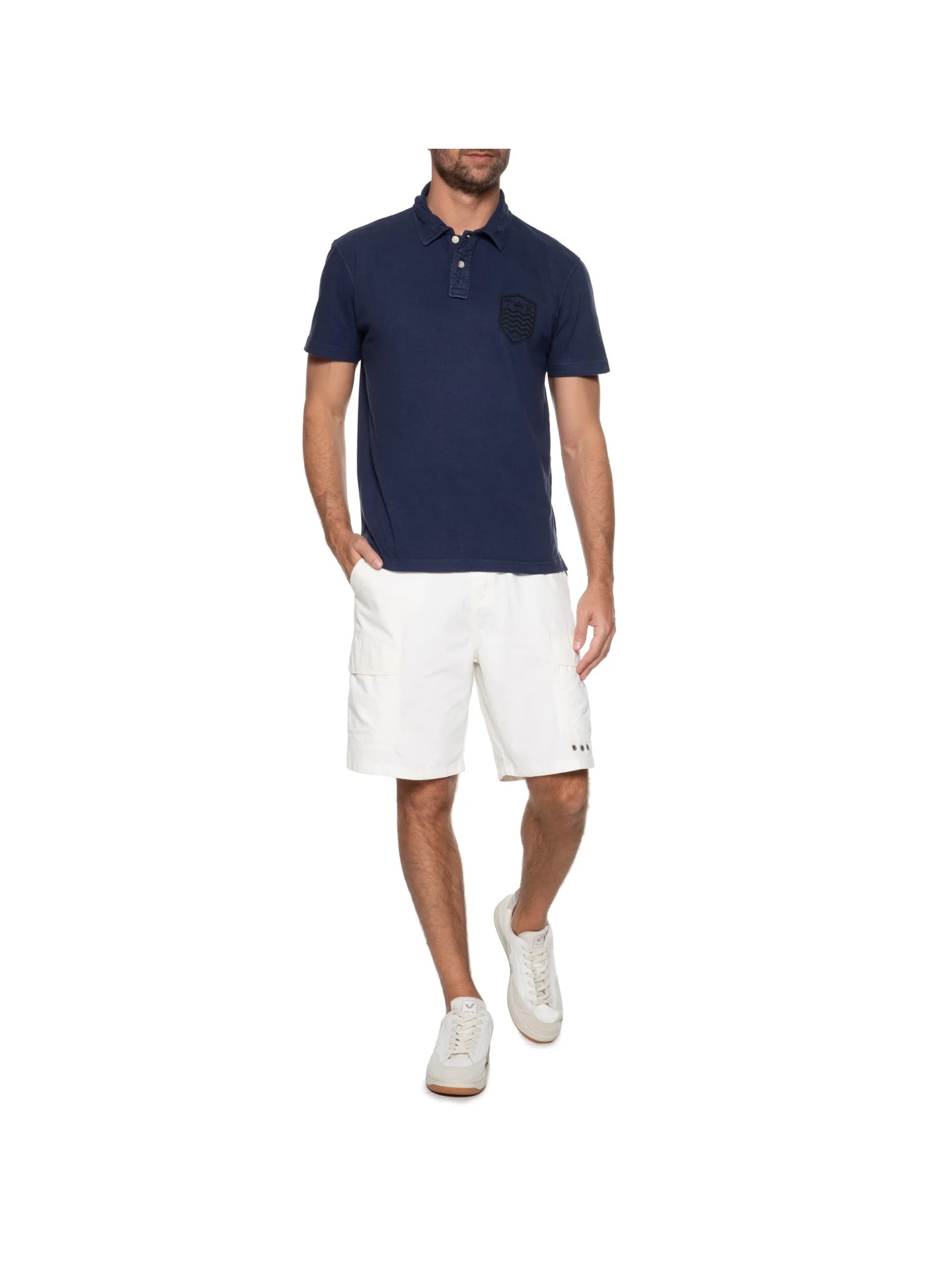 Pólo Masculina Manga Curta Stone Colors Azul Osklen