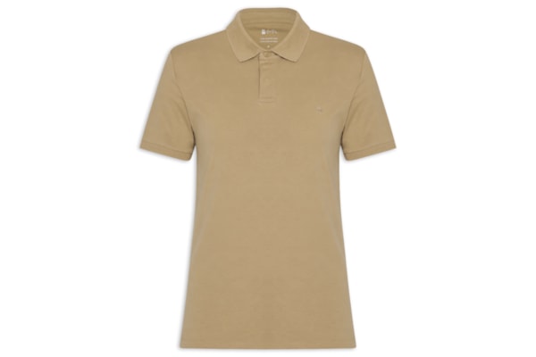 Polo Masculina Manga Curta Suedine Pima - Bege