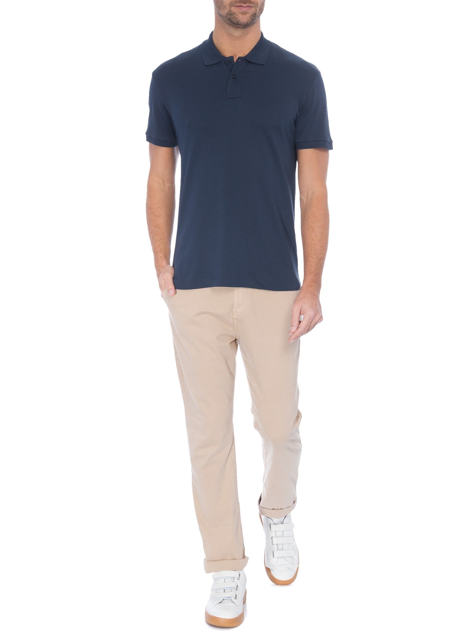 Polo Masculina Manga Curta Supersoft- Azul Osklen