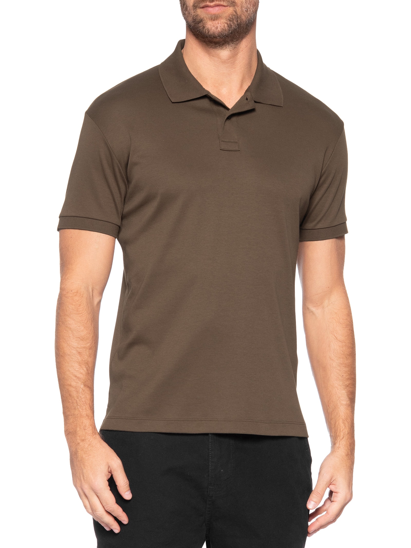 Polo Masculina Manga Curta Supersoft Marrom Osklen