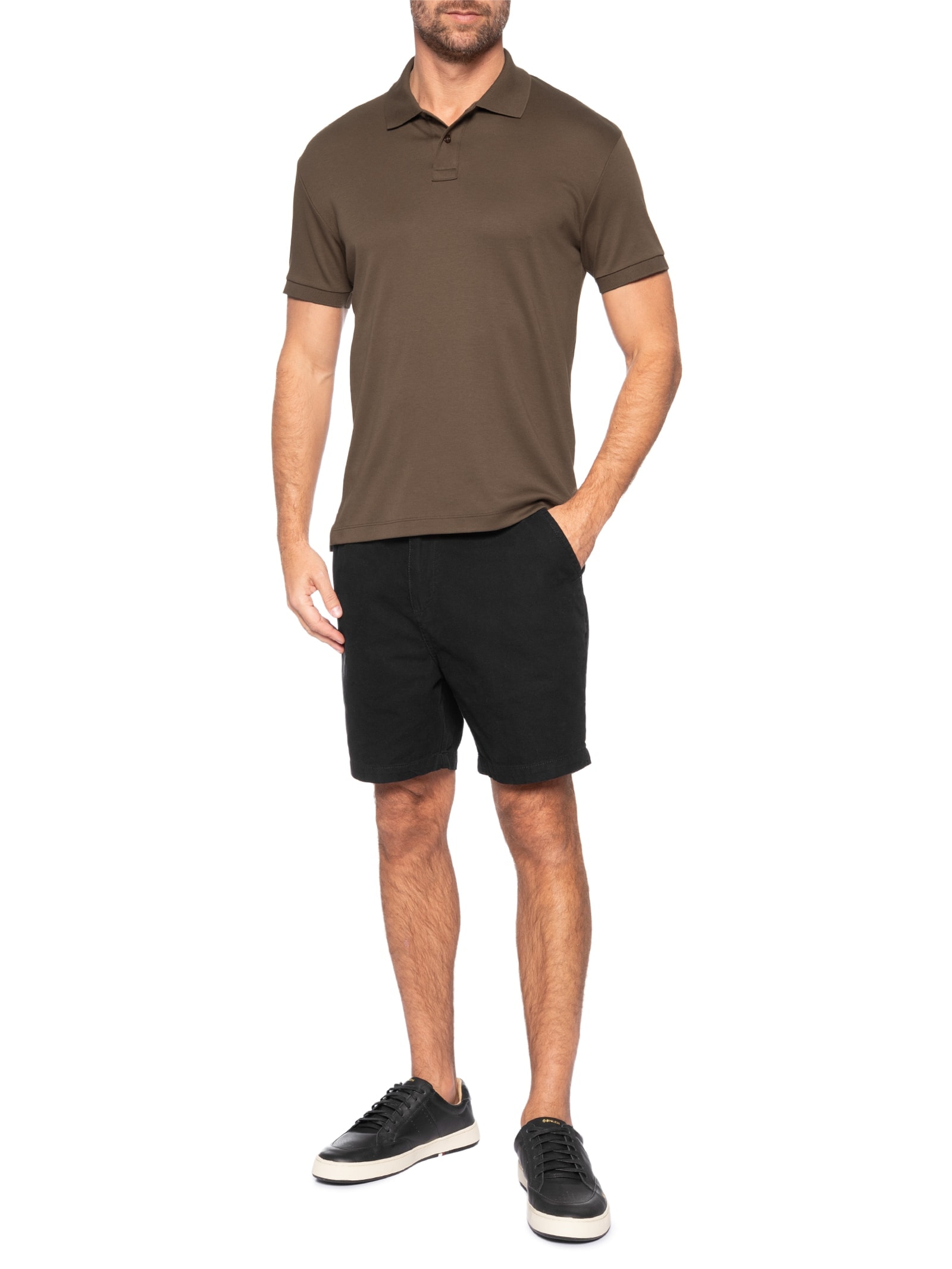 Polo Masculina Manga Curta Supersoft Marrom Osklen