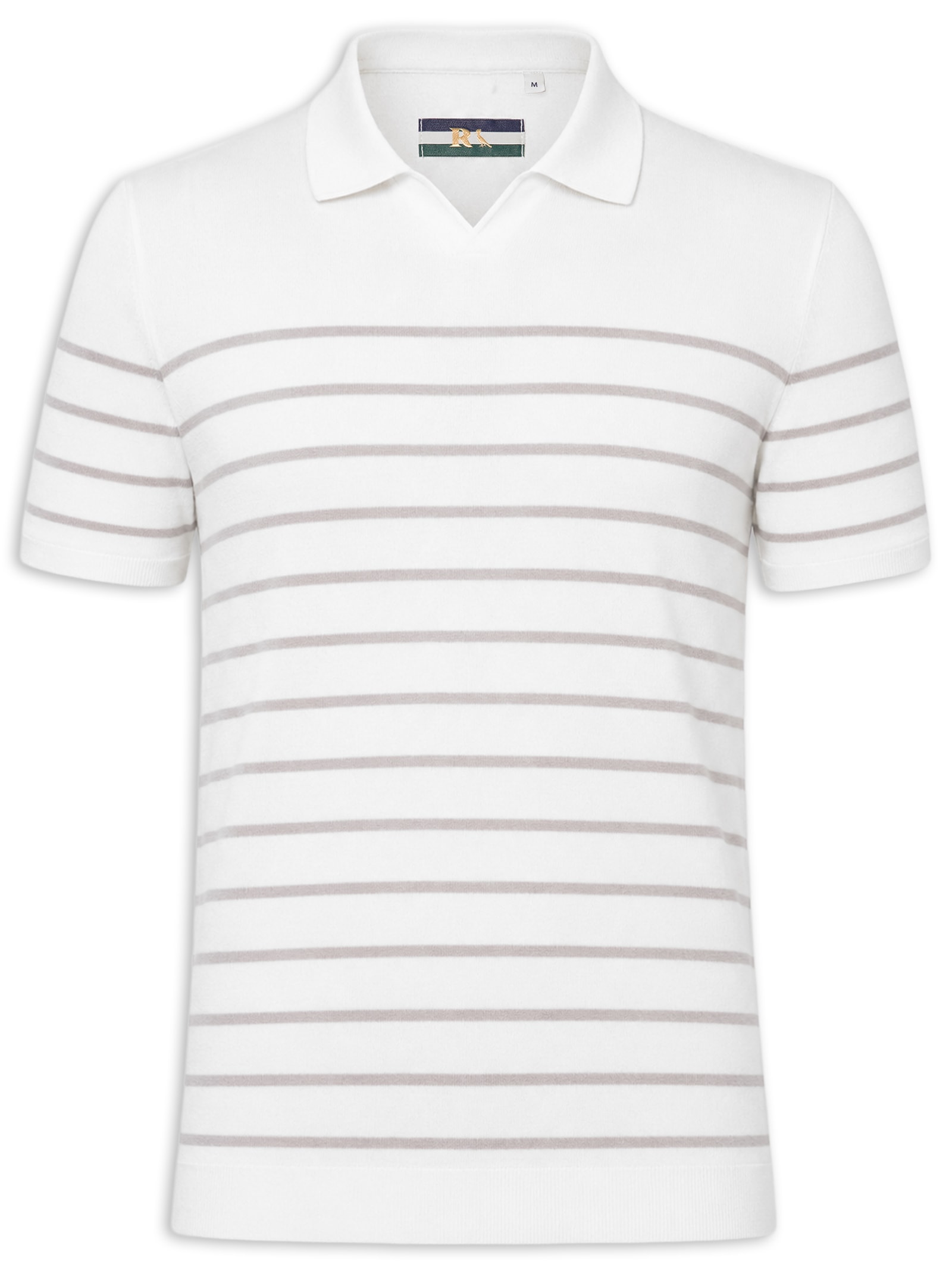 Polo Masculina Manga Curta Tricot Navy Branco Reserva