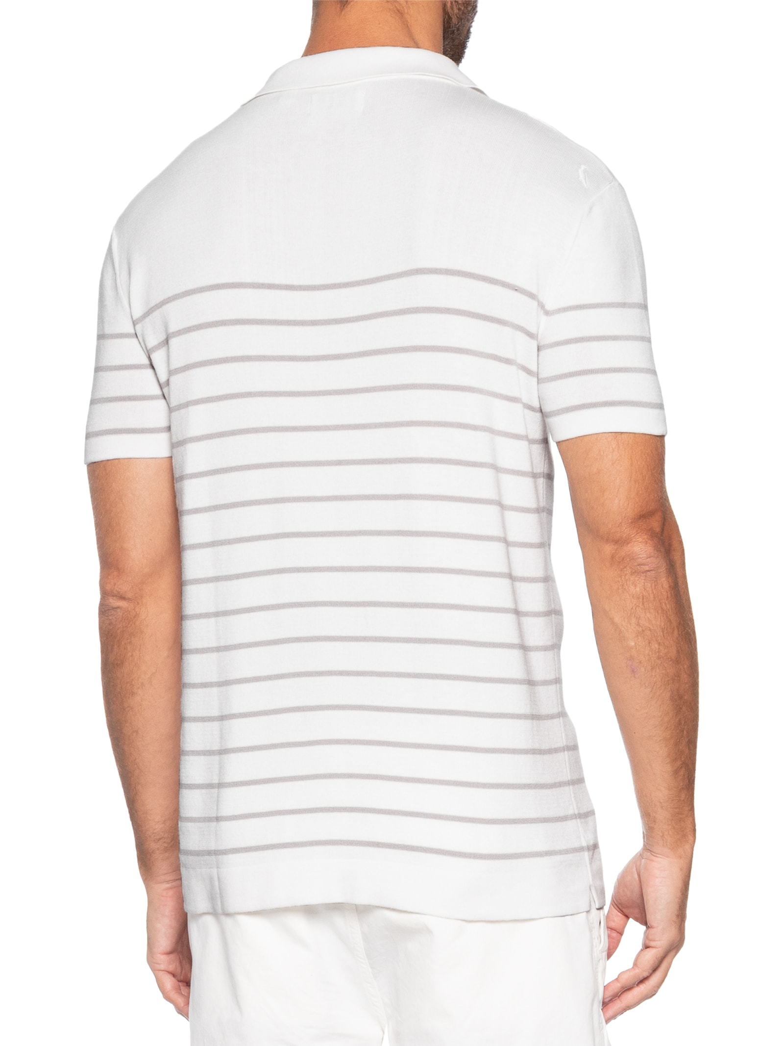 Polo Masculina Manga Curta Tricot Navy Branco Reserva