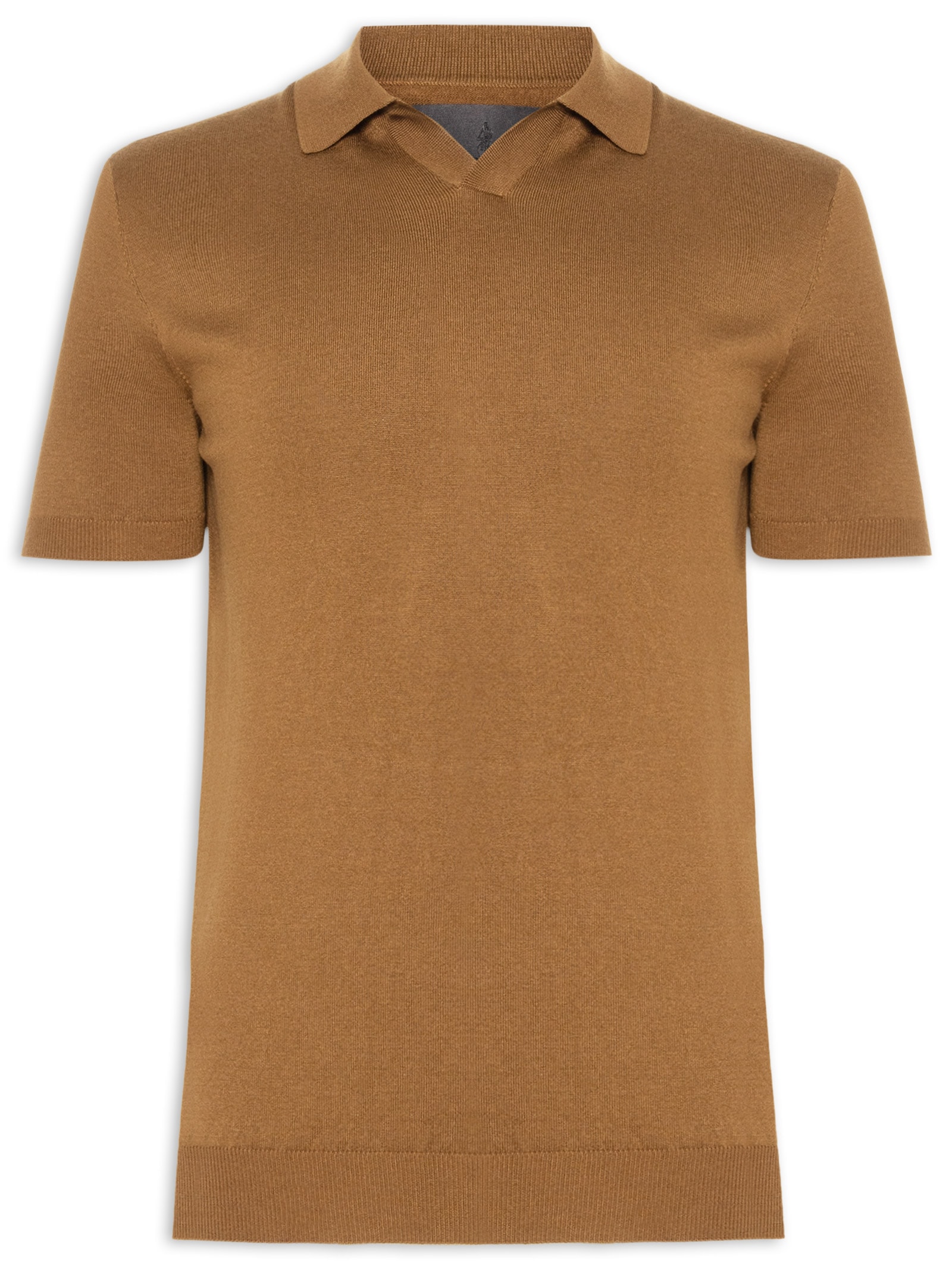 Polo Masculina Manga Curta Tricot Tencel Marrom Oficina Reserva