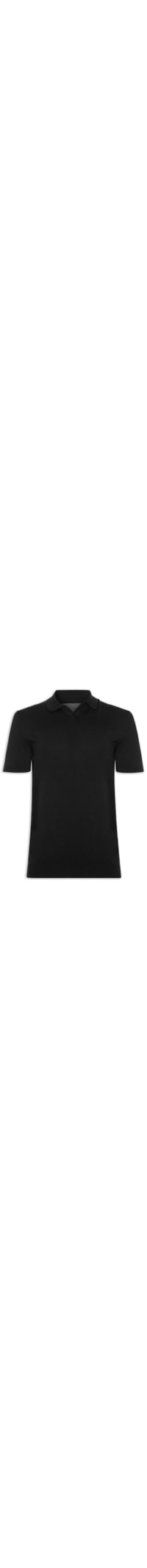 Polo Masculina Manga Curta Tricot Tencel - Preto