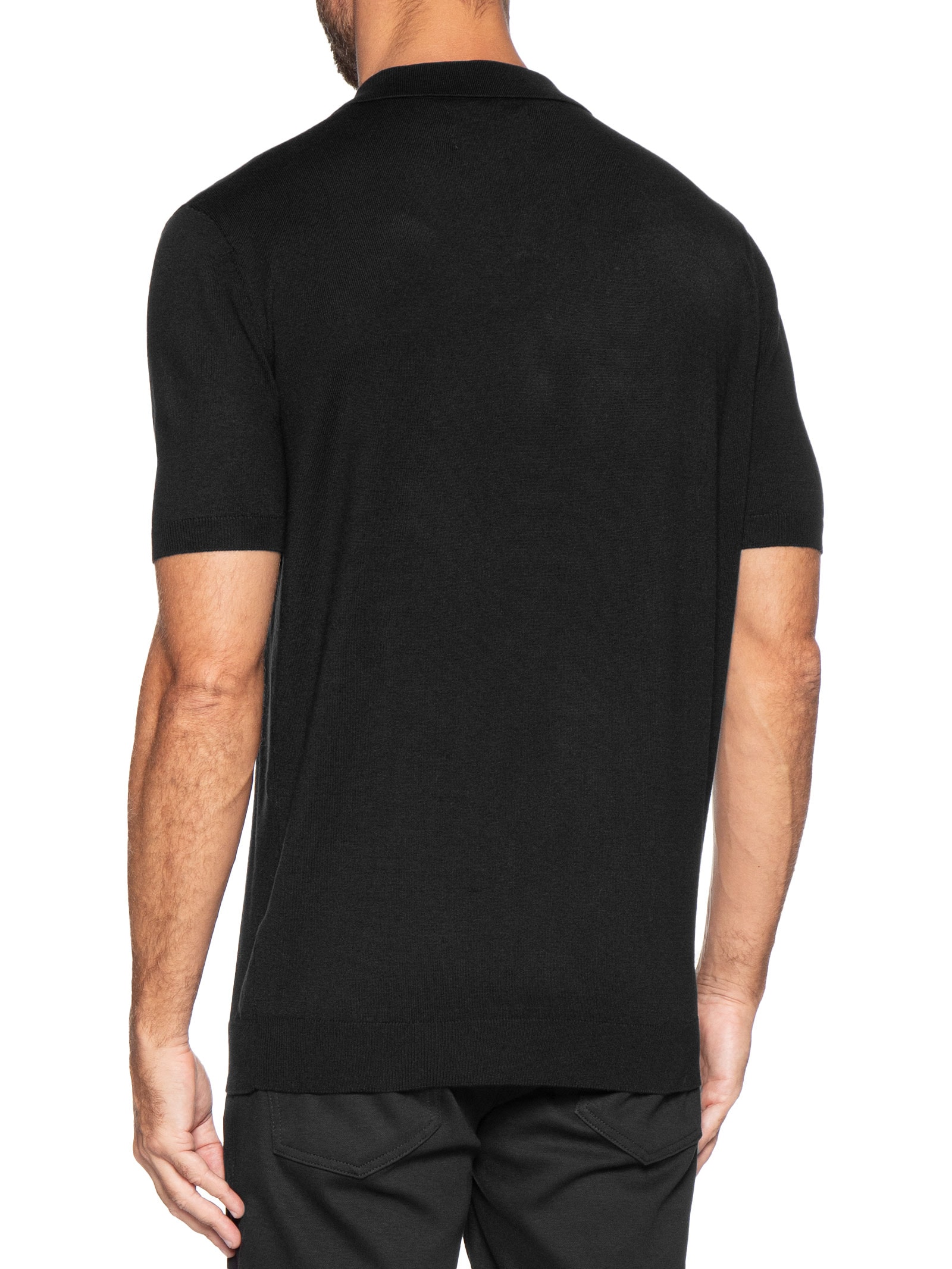 Polo Masculina Manga Curta Tricot Tencel Preto Oficina Reserva