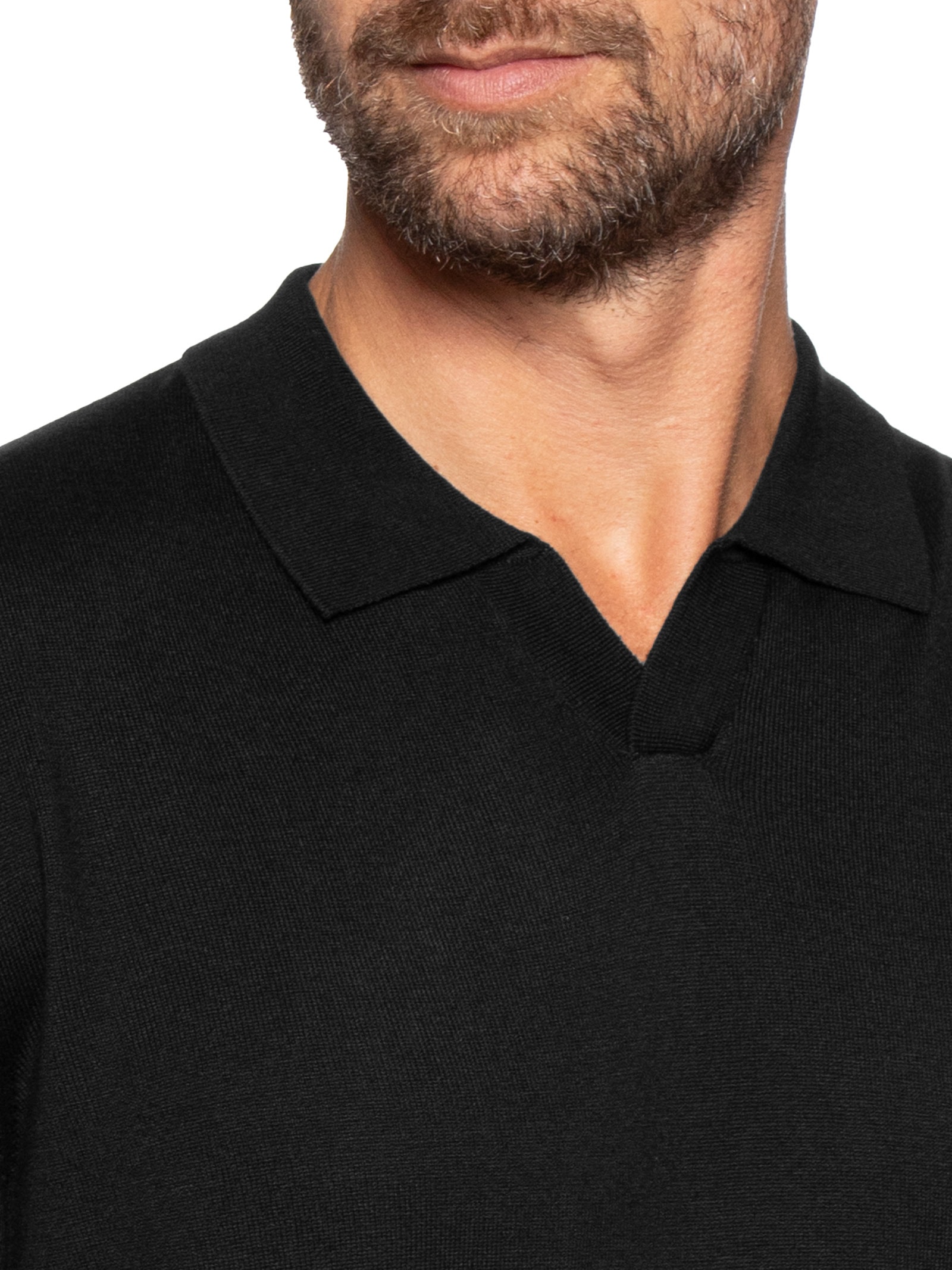 Polo Masculina Manga Curta Tricot Tencel Preto Oficina Reserva